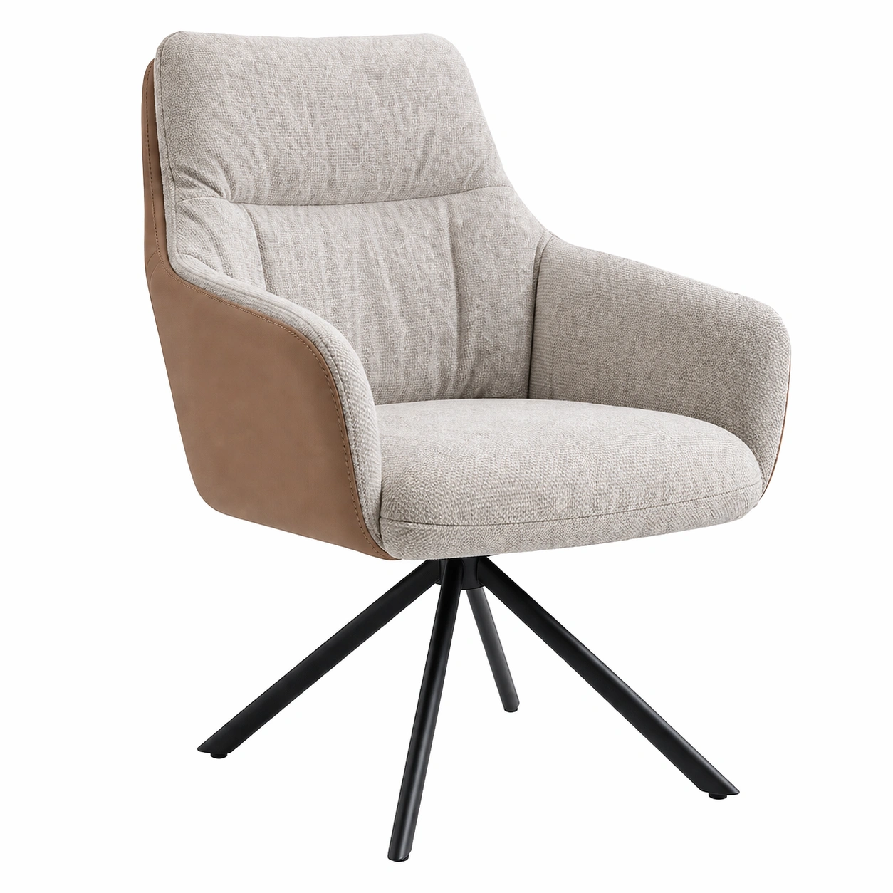 Moderner Drehstuhl in Beige mit Metallgestell und ergonomischer Form-ordertavo
