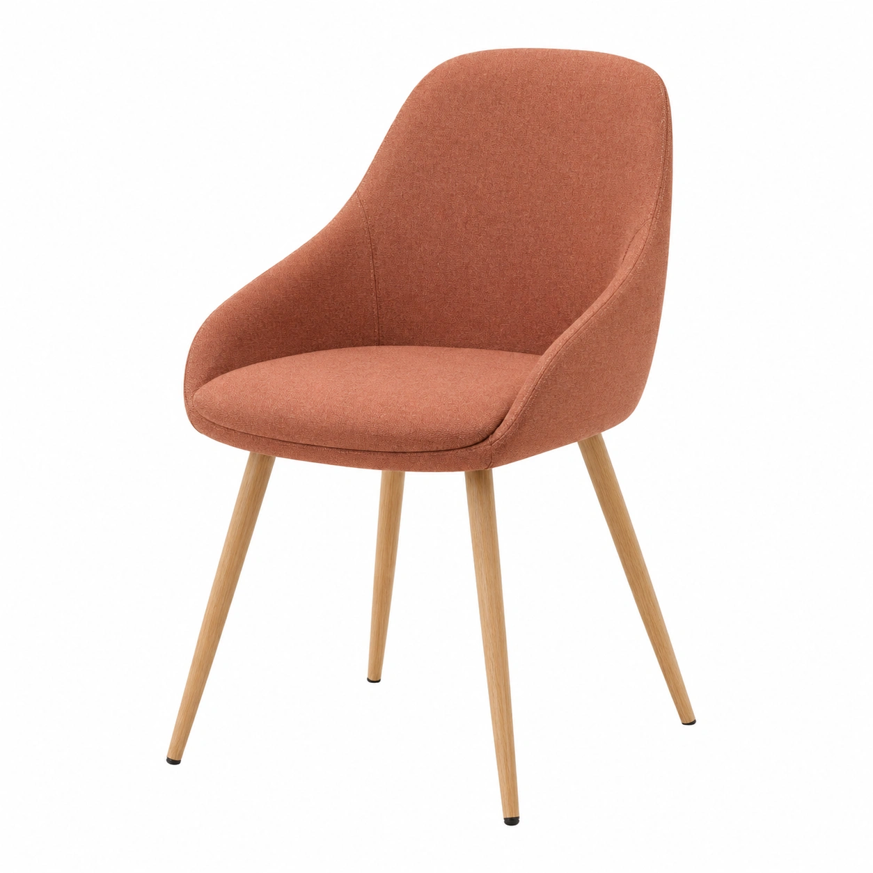 Moderner Polsterstuhl mit Armlehnen Mikrofaser Terrakotta Holzbeine Skandinavisches Design Esszimmerstuhl-ordertavo