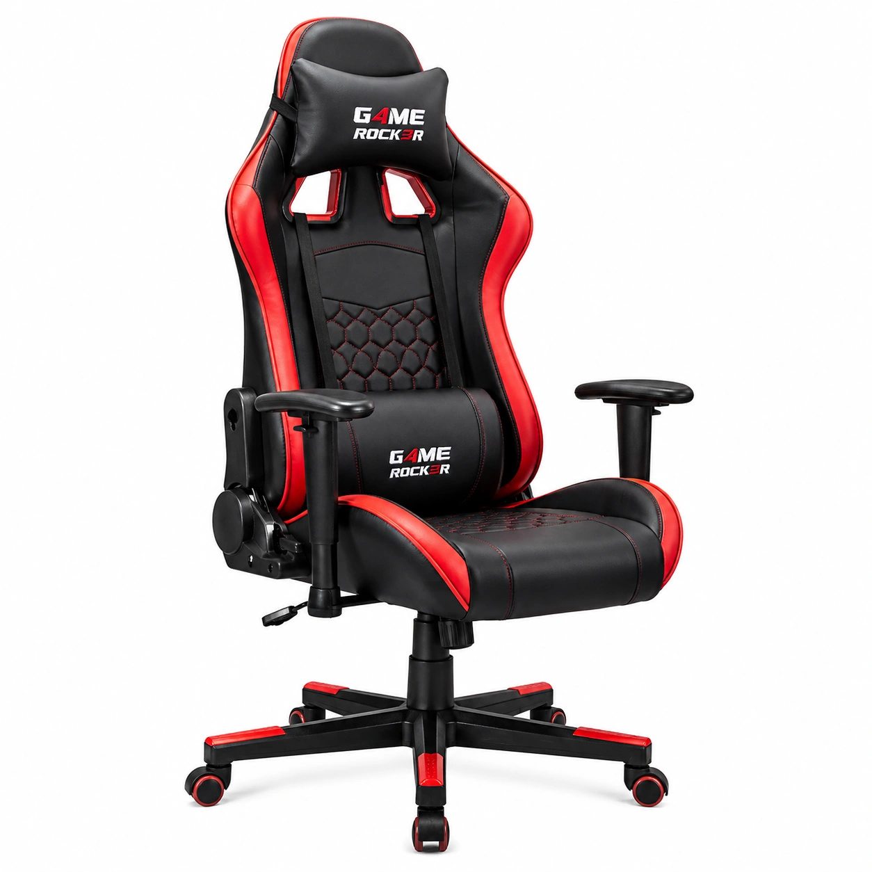 Ergonomischer Gaming Stuhl mit Racing Design und Verstellbaren Armlehnen Schwarz-ordertavo