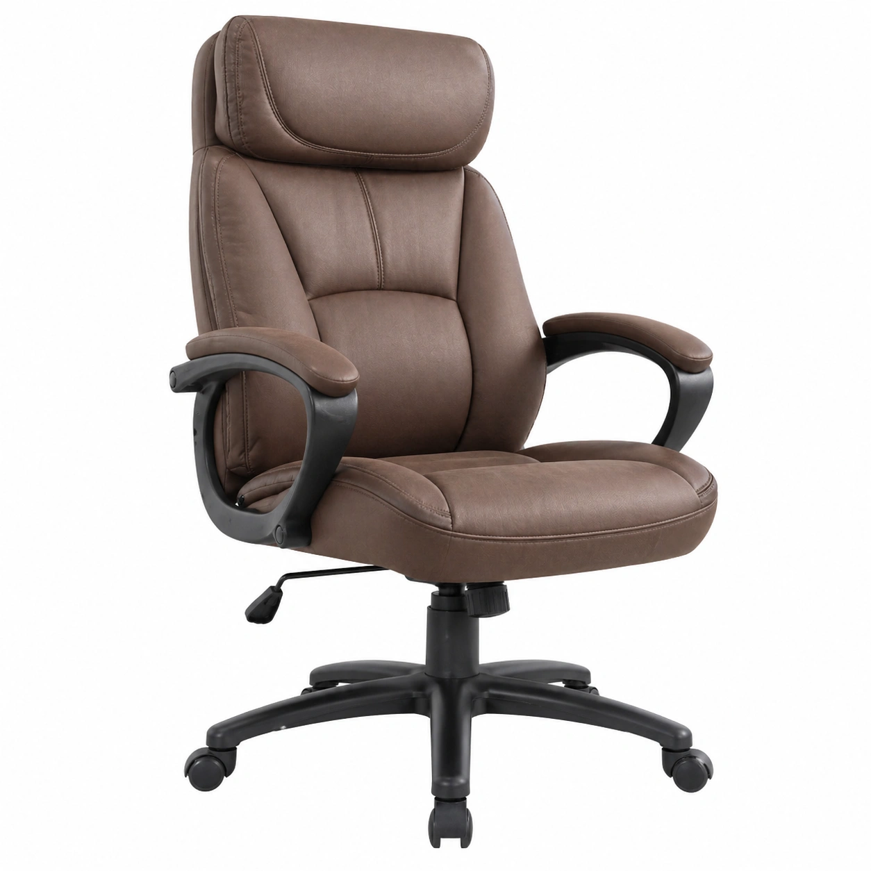 Ergonomischer Chefsessel mit hoher Rückenlehne und gepolsterten Armlehnen in Braun Schwarz-ordertavo