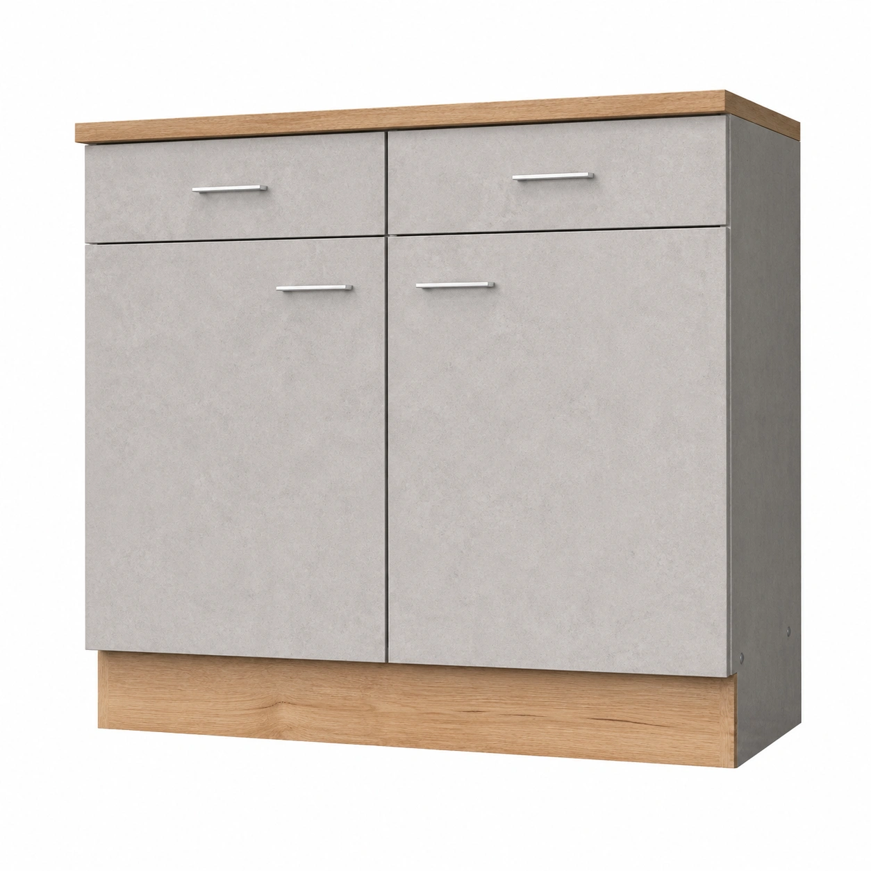 Unterschrank in Betonoptik Grau matt mit Holzplatte B/H/T ca. 100x85x60 cm-ordertavo