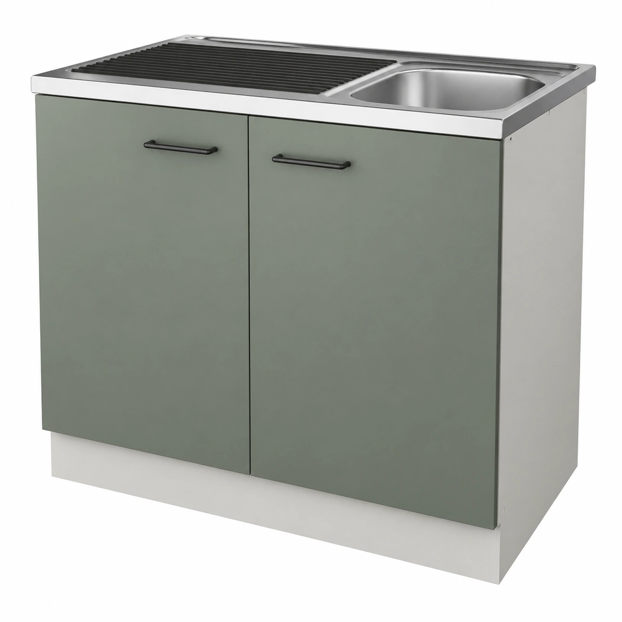 Spuelenschrank mit Edelstahlbecken matt 100 cm Unterschrank Kueche modern grueng-ordertavo
