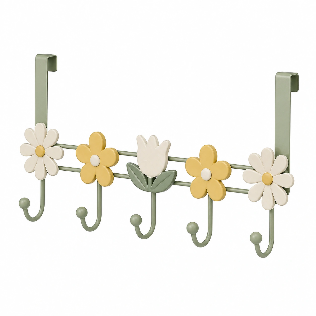 Moderne Türgarderobe mit Blumen-Design aus Metall – Grün/Weiß-ordertavo