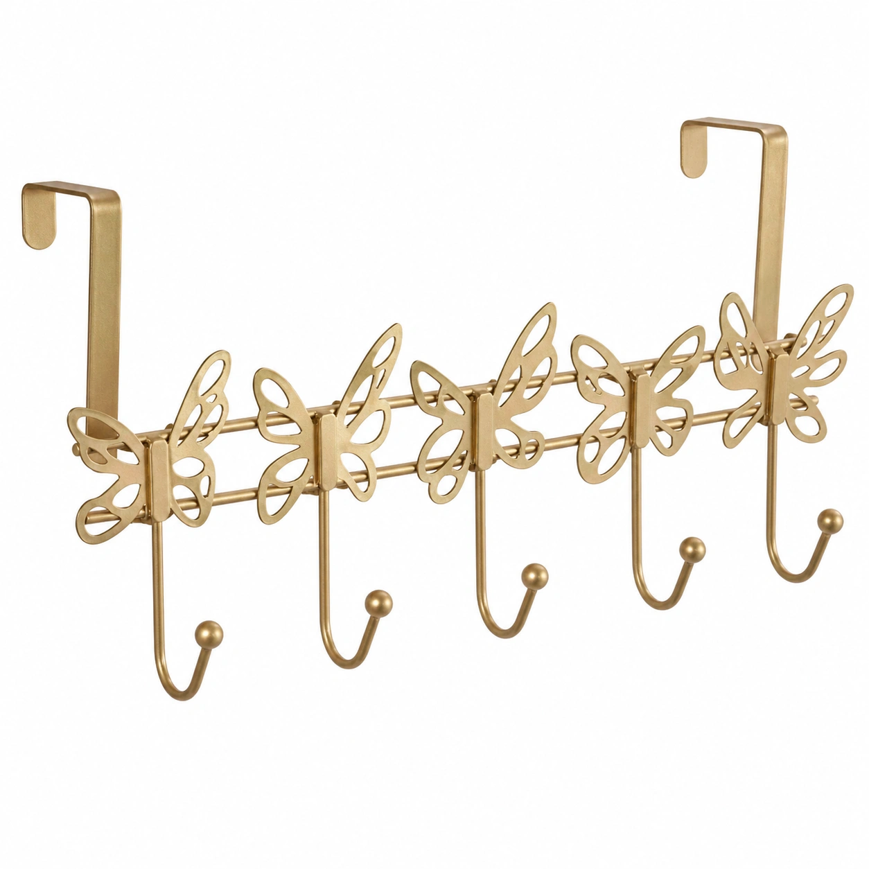 Tuerhaenger Garderobe mit Schmetterlingsdesign – Metall Wandhakenleiste in Goldoptik-ordertavo