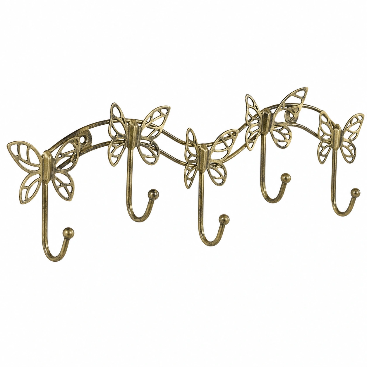Garderobenleiste Schmetterling Metall Vintage Gold 5 Haken 54x15,5x5 cm-ordertavo
