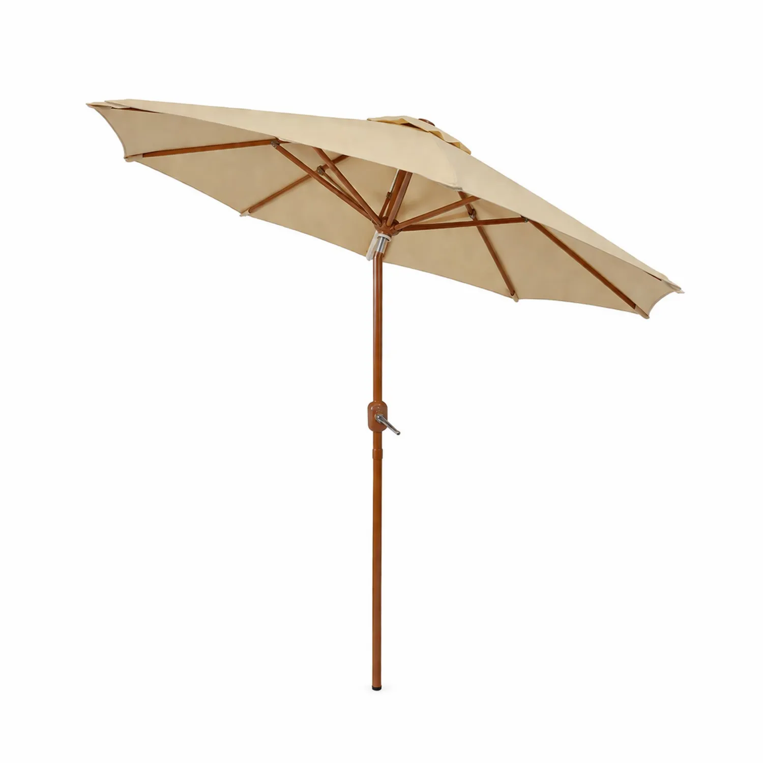 Drewniany parasol tarasowy z poliestrowym płótnem, średnica 200 cm, Beżowy
