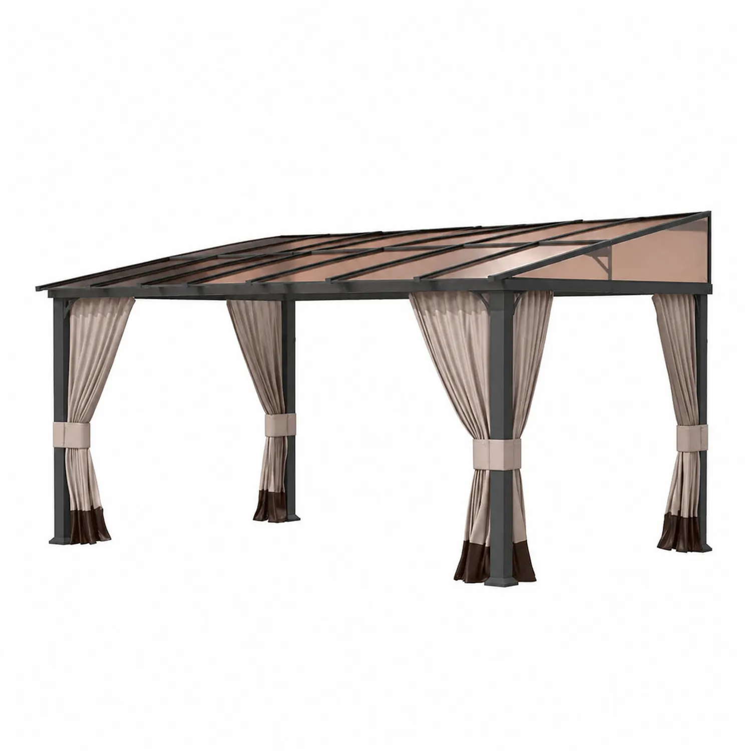 Altana ogrodowa z aluminium i poliwęglanu 400x300 cm Beżowo-Brązowa
