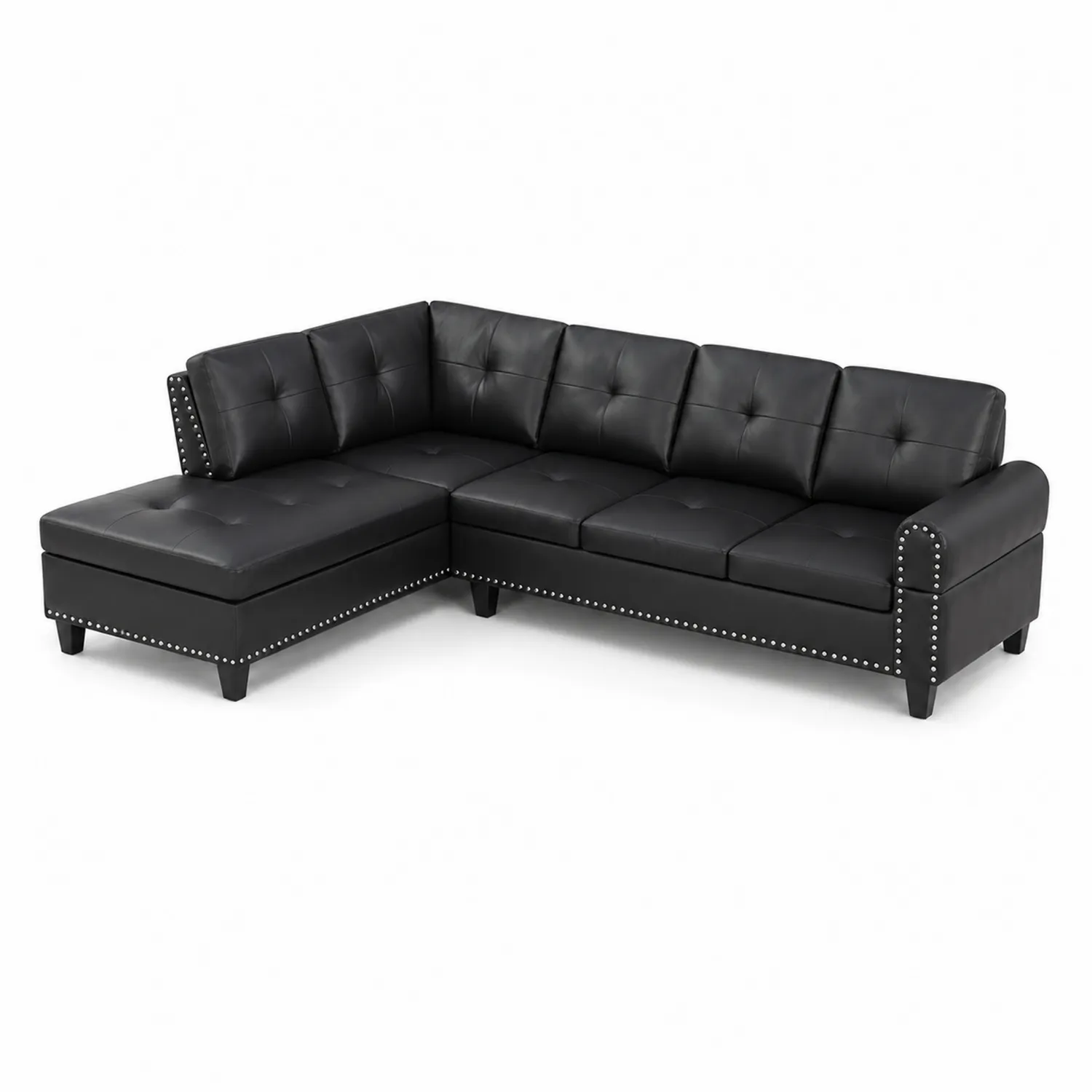 Sofa narożna z ekoskóry czarna
