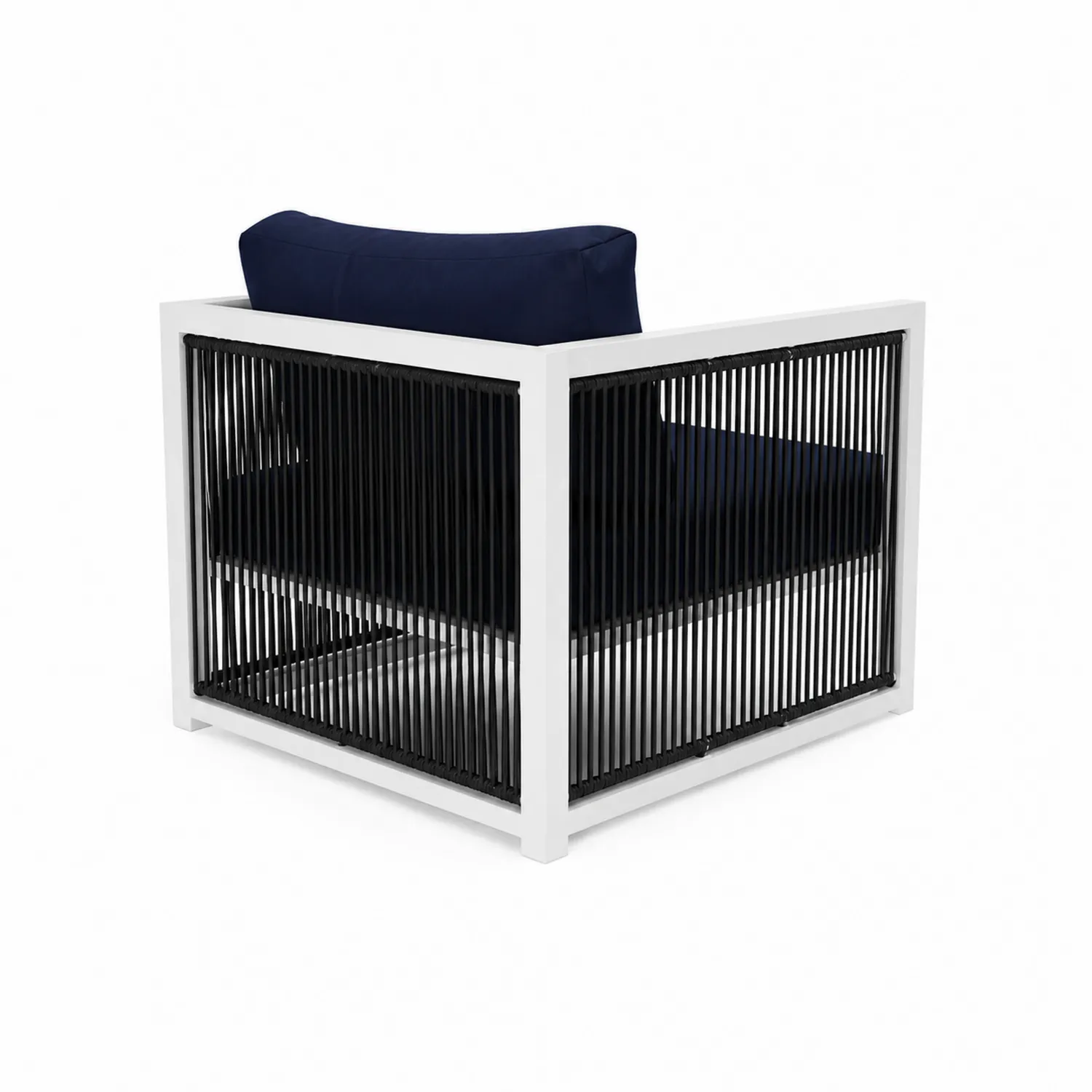 Fotel aluminiowy z poduszkami Poliester 80x80x75 cm Czarny/Biały
