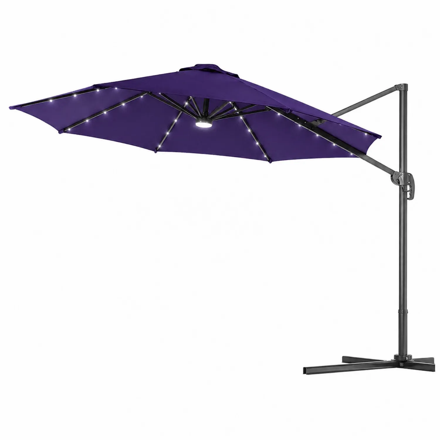 Aluminiowy Parasol Ogrodowy z LED 300 cm Fioletowy