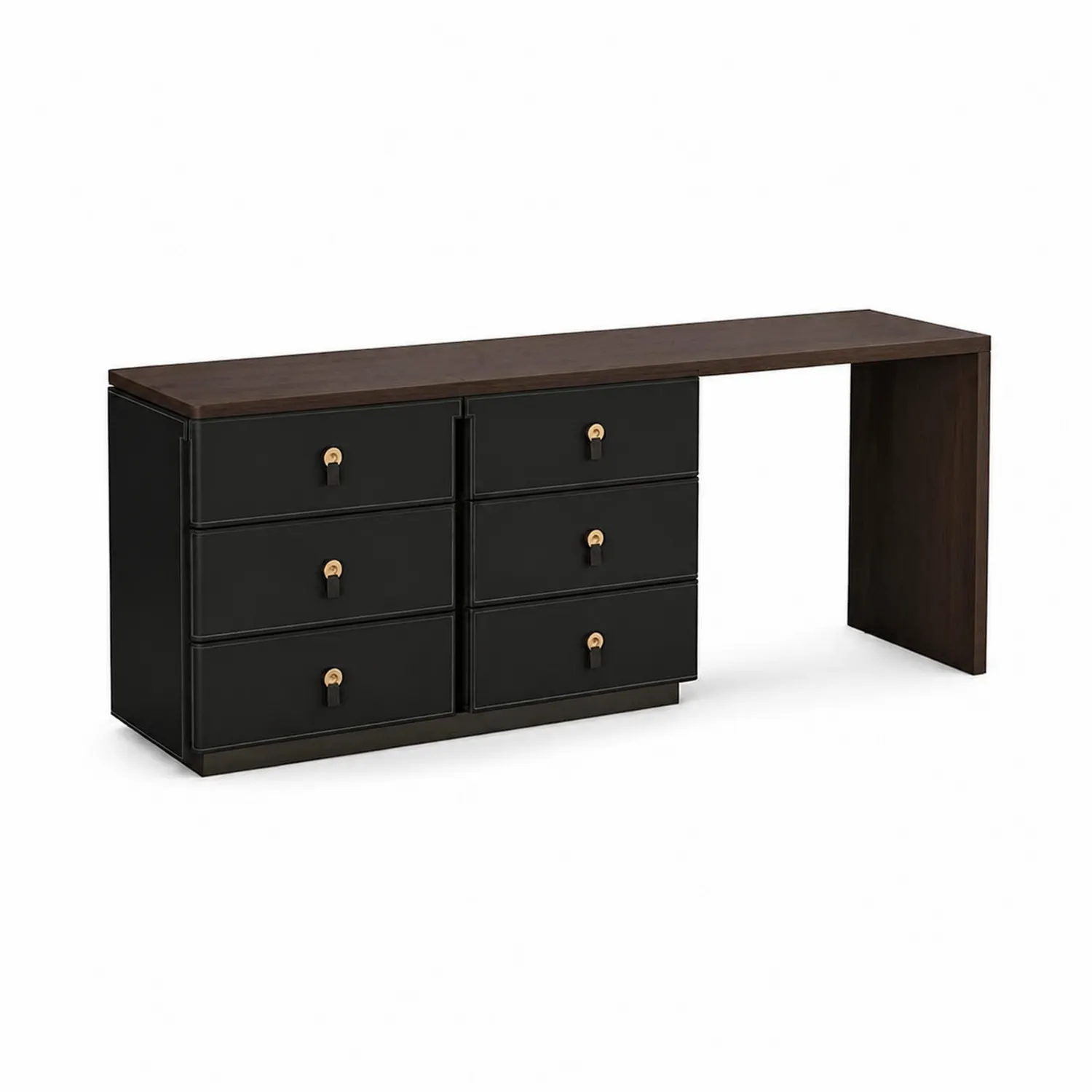 Toaletka z drewna i MDF, czarna, 150 cm