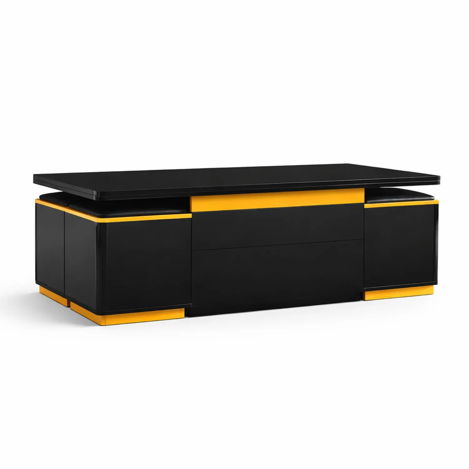 Stolik kawowy z MDF Czarny z Żółtymi Akcentami 120x60x40 cm