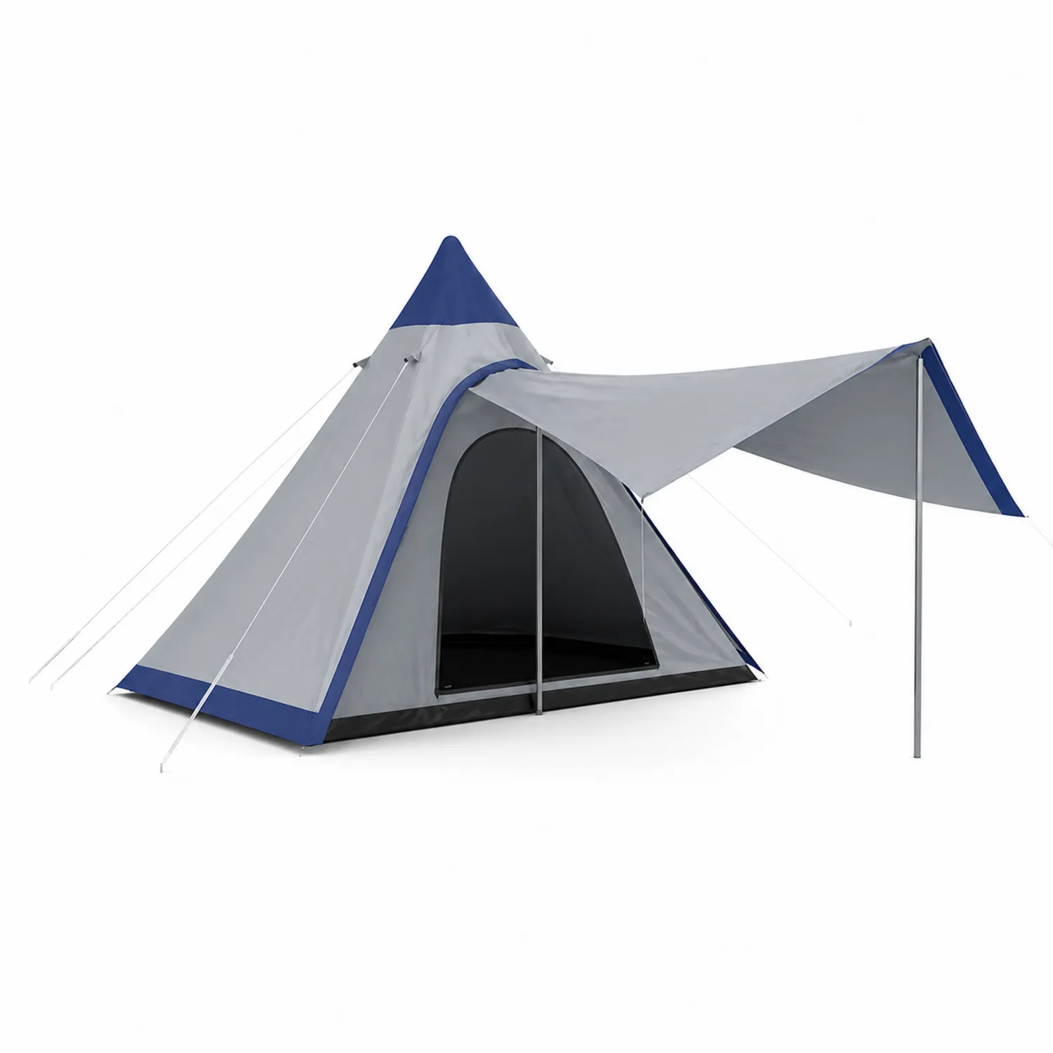Namiot Tipi Poliestrowy 300x300x250 cm Szary/Niebieski