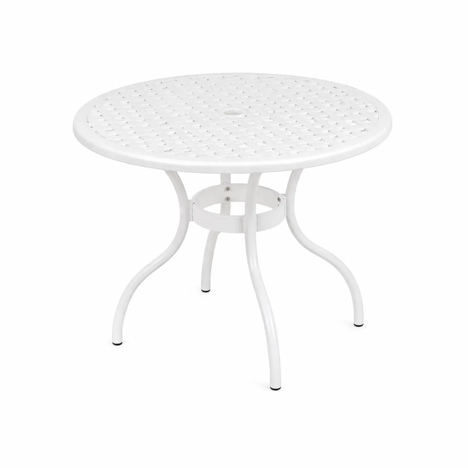 Okrągły stolik metalowy biały 90 cm