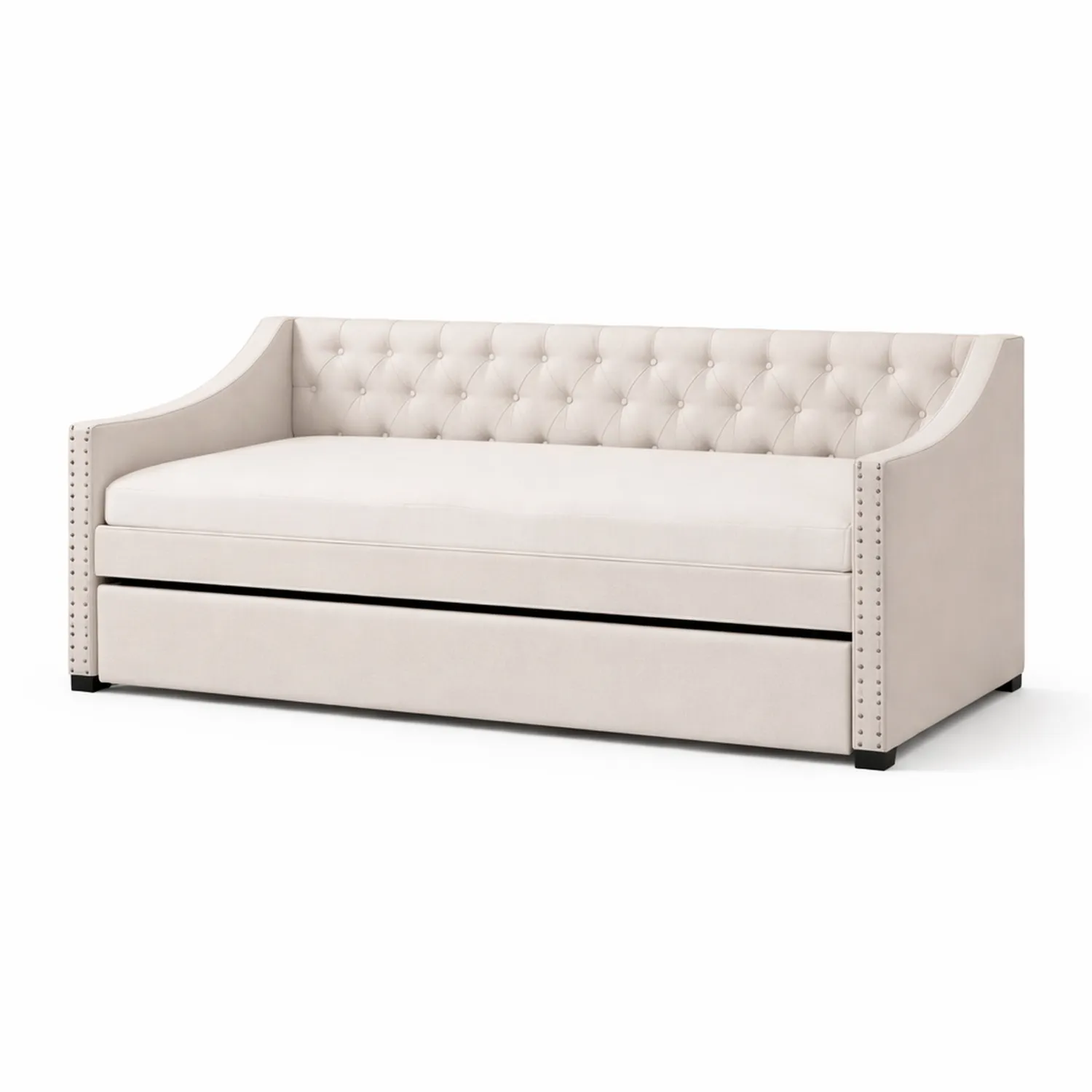 Sofa z tkaniny aksamitnej jasny beż z miejscem na przechowywanie 200x85x75 cm