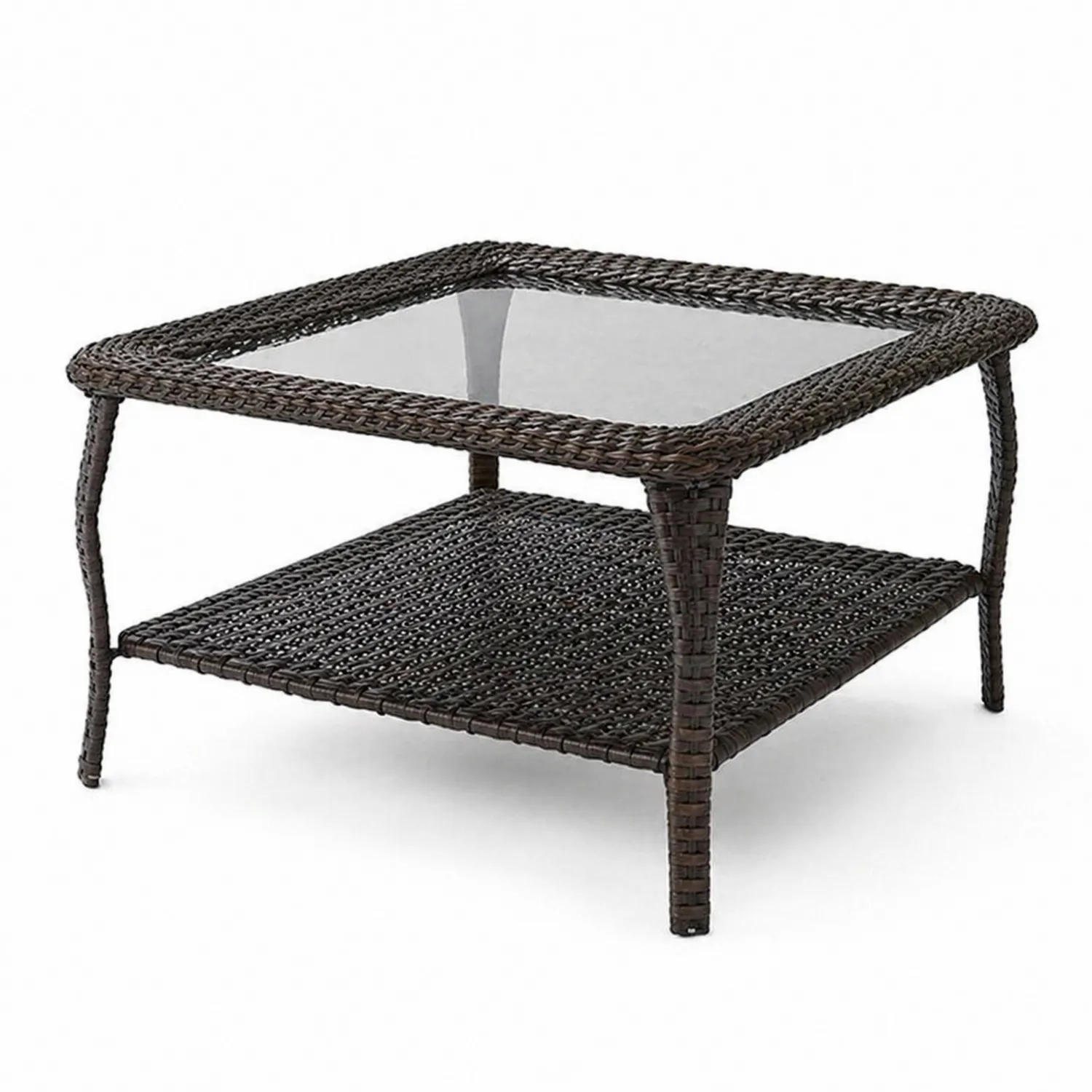 Stolik kawowy z rattanu ze szklanym blatem 80x80 cm