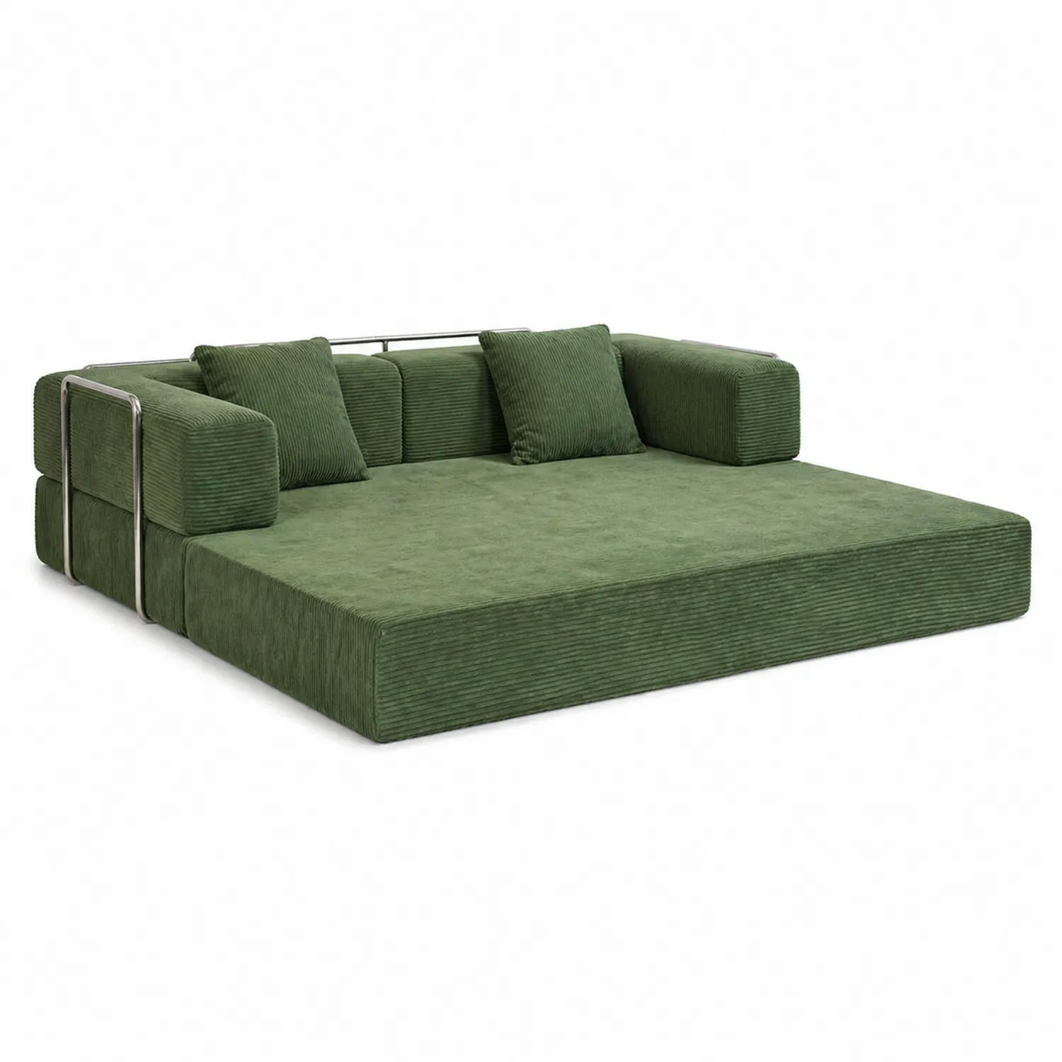 Sofa sztruksowa rozkładana 200x200 cm, zielona