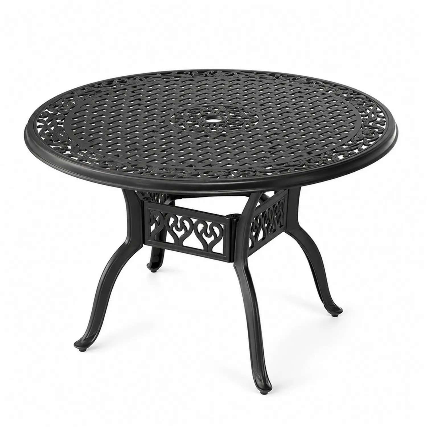 Okrągły stół ogrodowy z odlewanego aluminium Czarny 102 cm