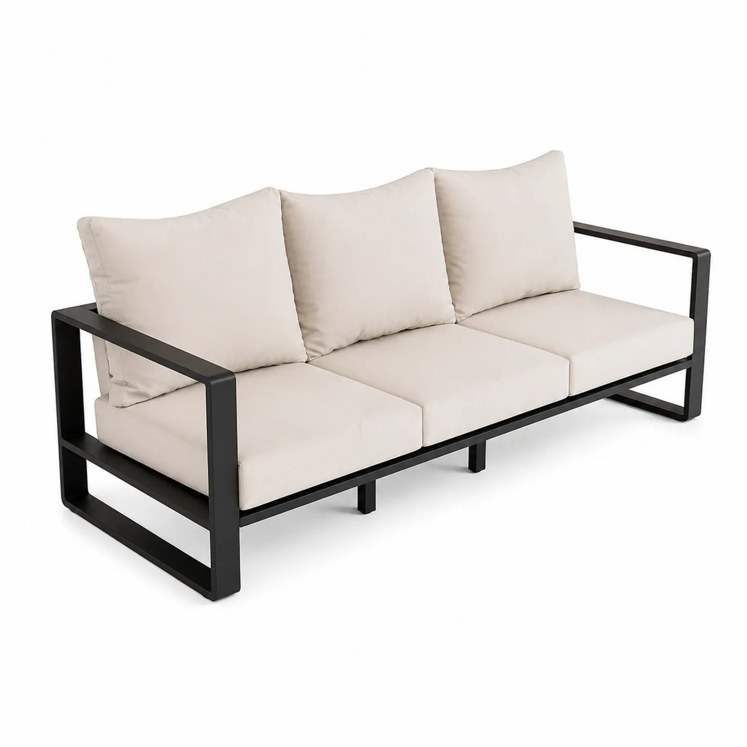 Sofa ogrodowa 3-osobowa aluminiowa z poduszkami