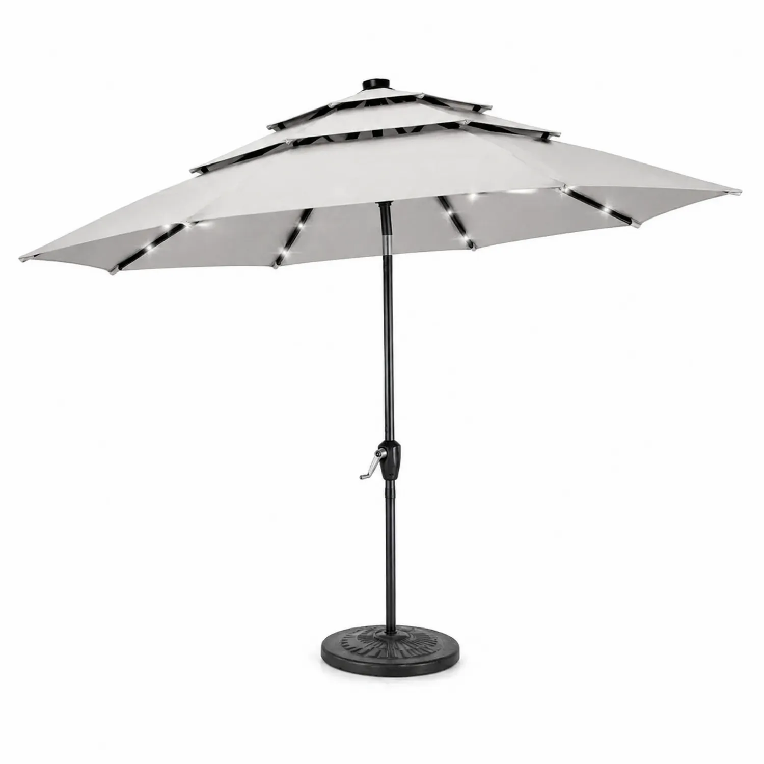 Parasol ogrodowy aluminiowy z poliestru LED 300cm Szary