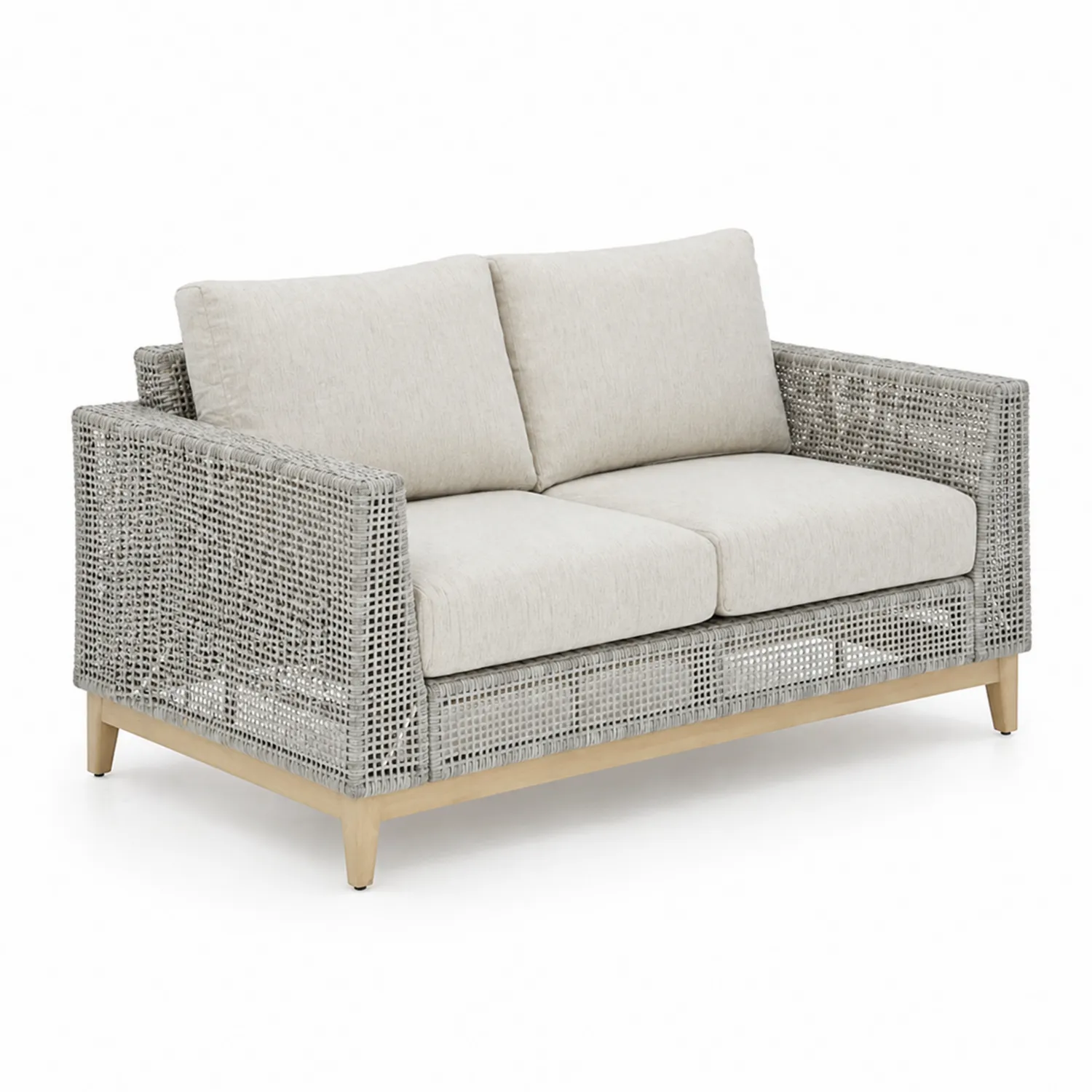 Sofa ogrodowa 2-osobowa z technorattanu kremowa