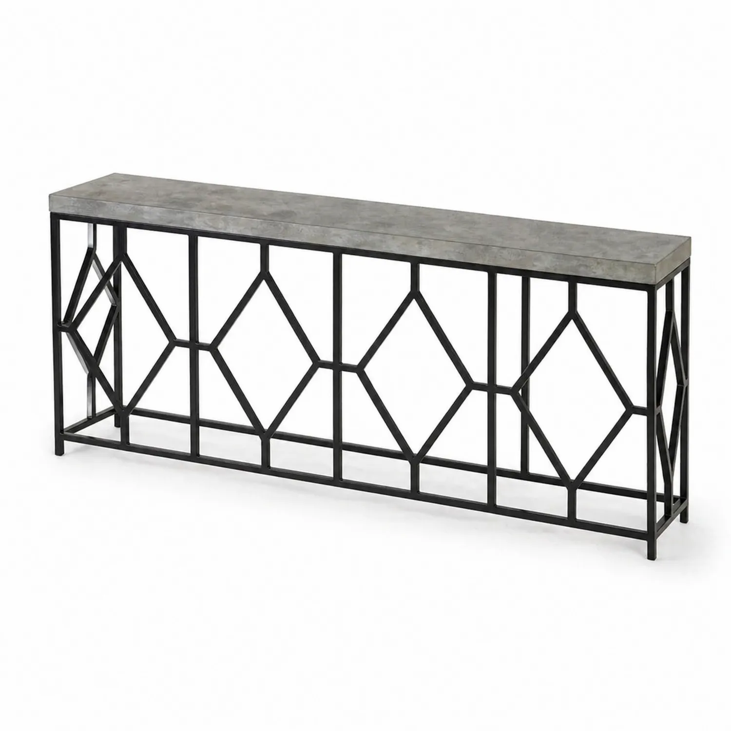 Konsola metalowa z betonowym blatem 120x30x75 cm Czarny Szary