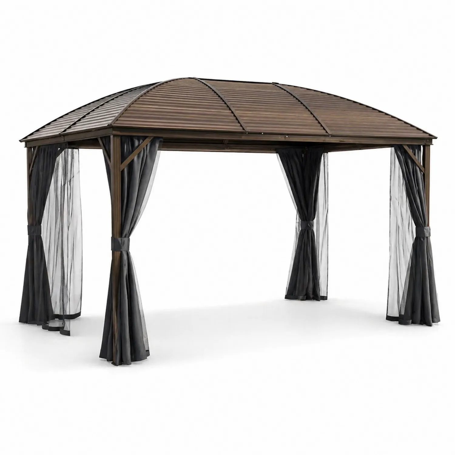 Altana ogrodowa z aluminium i stali 400x300 cm Brązowa z siatką