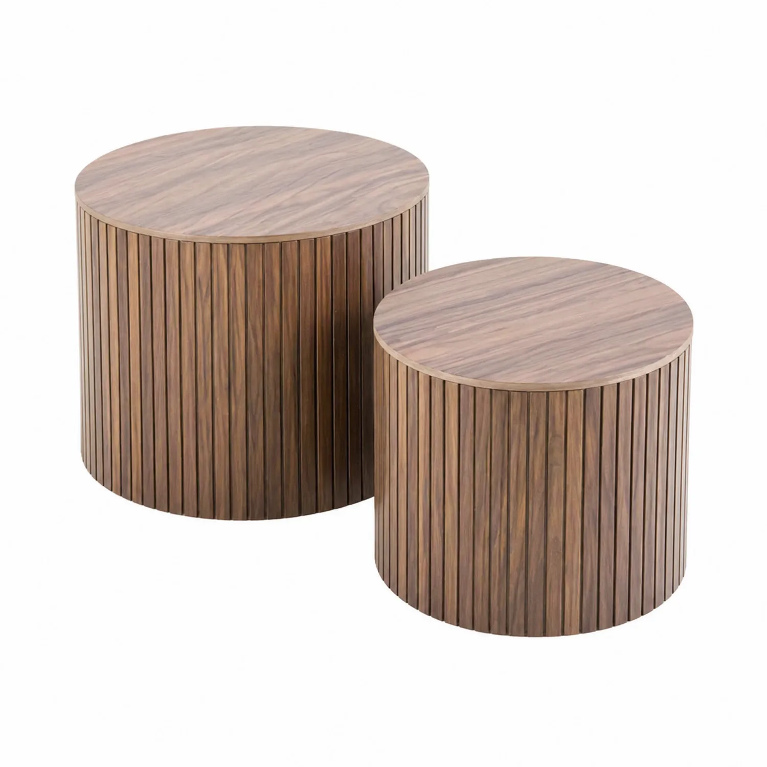 Zestaw okrągłych stolików drewnianych 60cm/45cm Brązowy