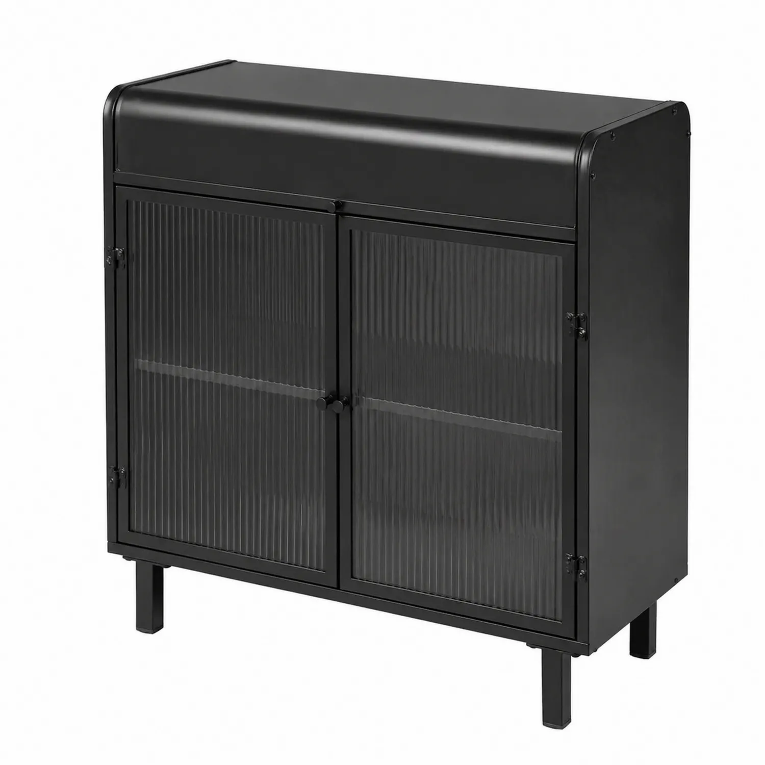 Szafka metalowa z żebrowanym szkłem 80x40x100 cm Czarny
