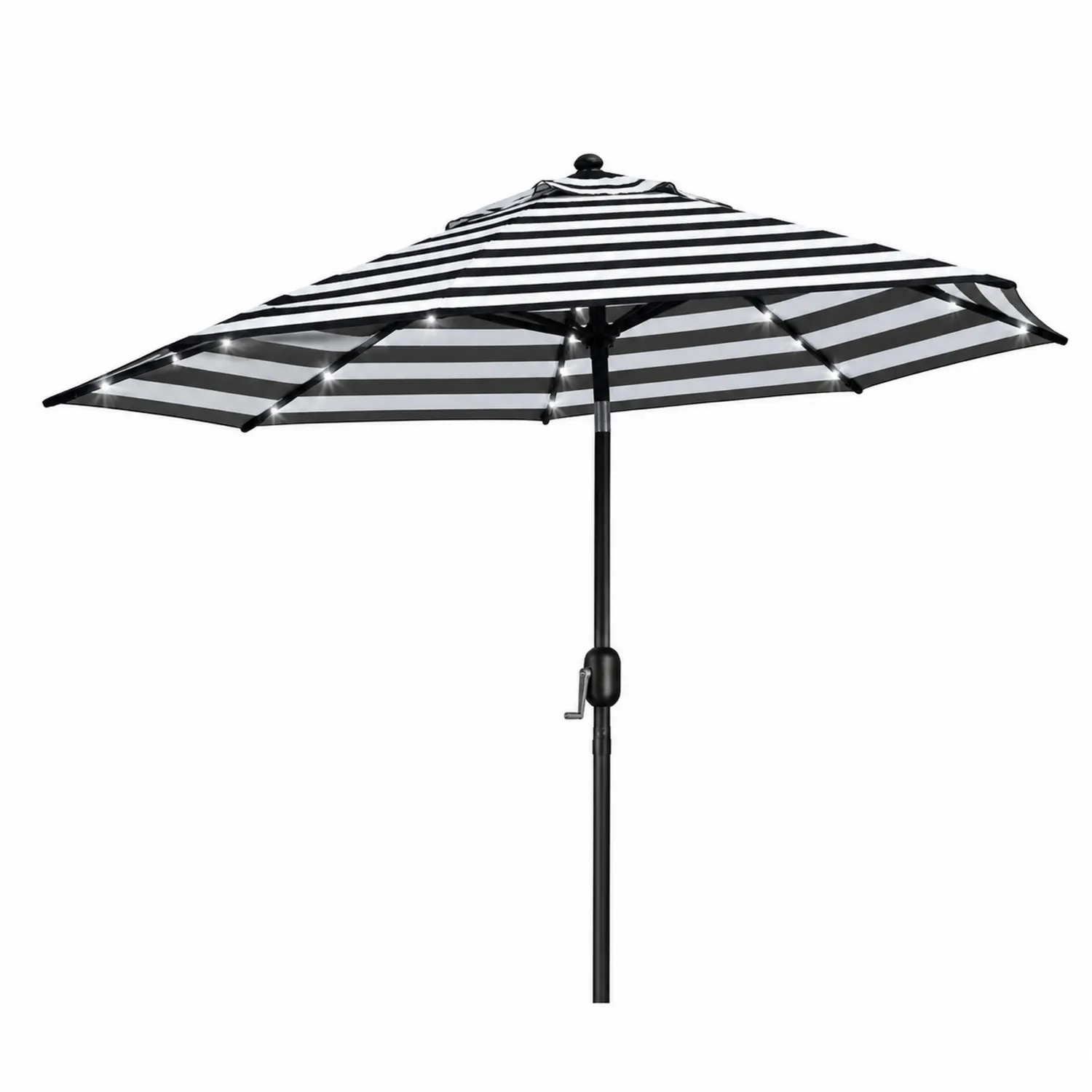 Parasol ogrodowy z LED, poliester, 250 cm, czarno-biały