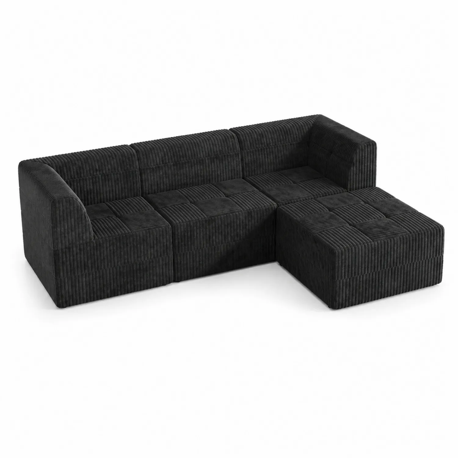 Sofa narożna modułowa z sztruksu ciemnoszara 260 cm