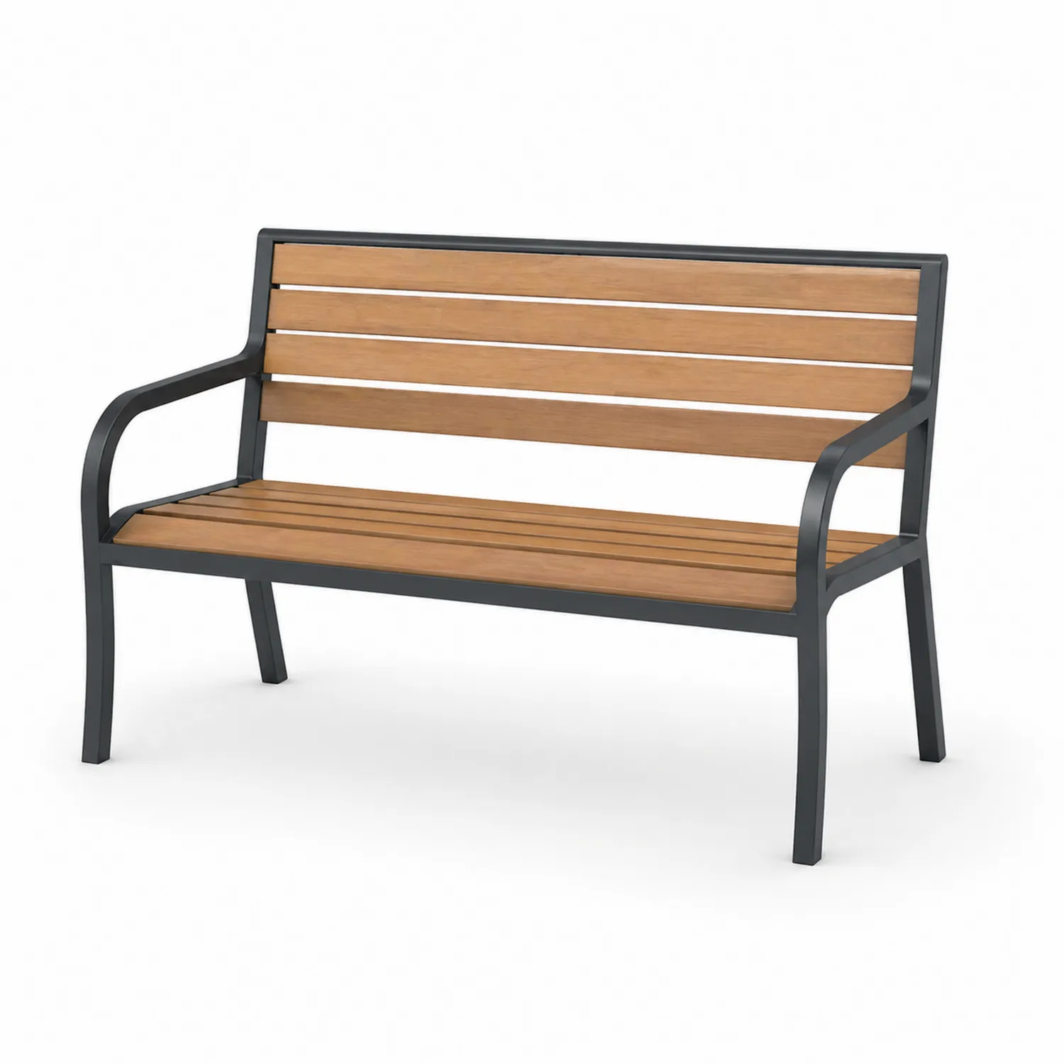 Banc extérieur en bois et métal brun/noir