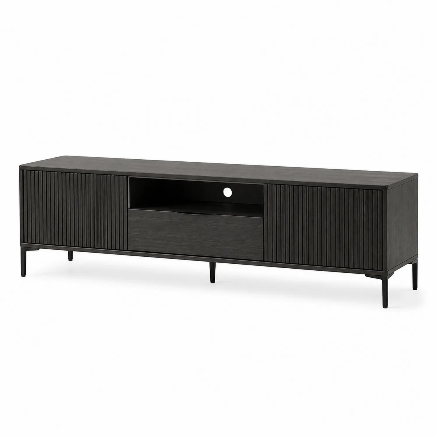 Meuble TV en Bois et Métal Noir 150x40x45 cm