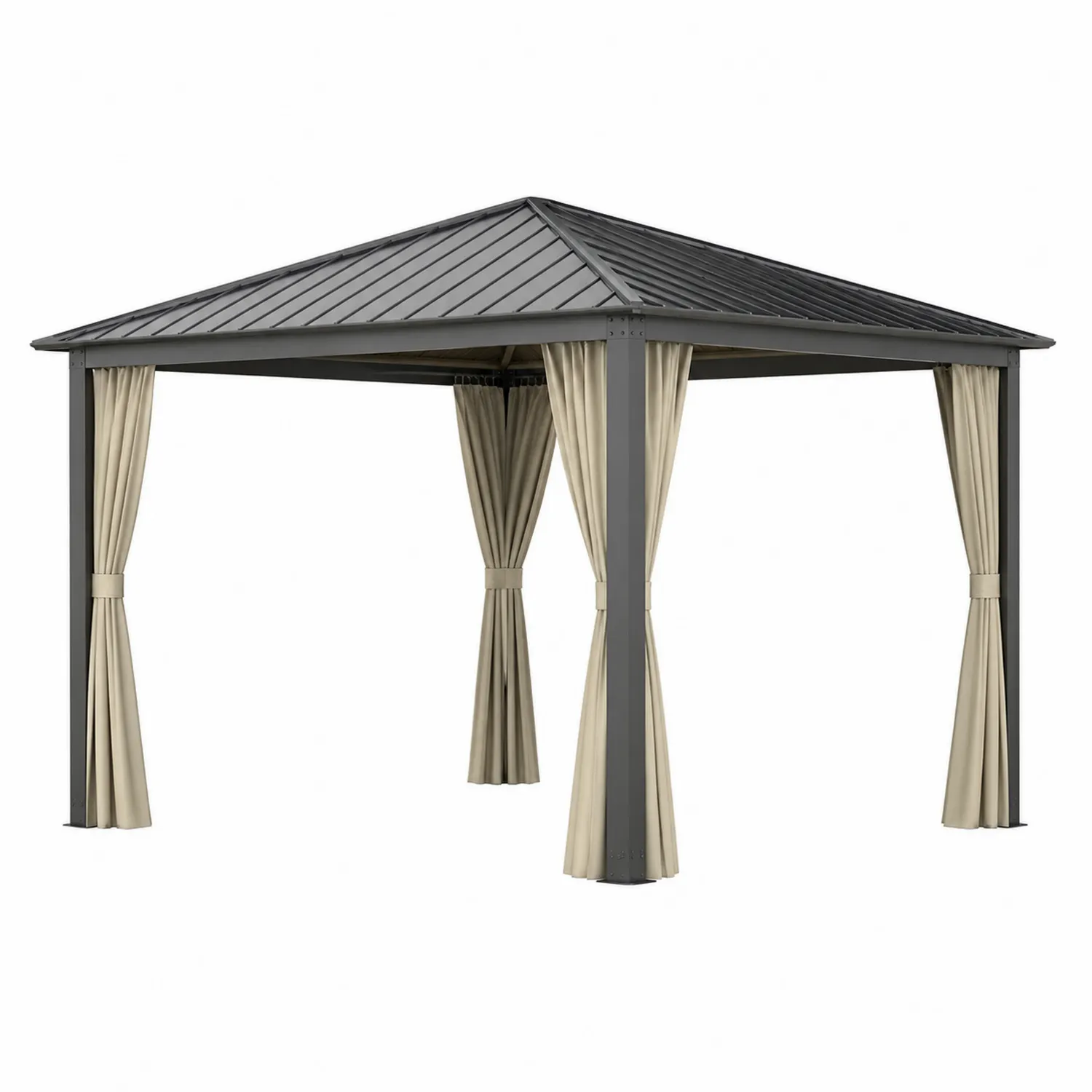 Pavillon en aluminium avec toit en métal 3x3m Beige/Gris