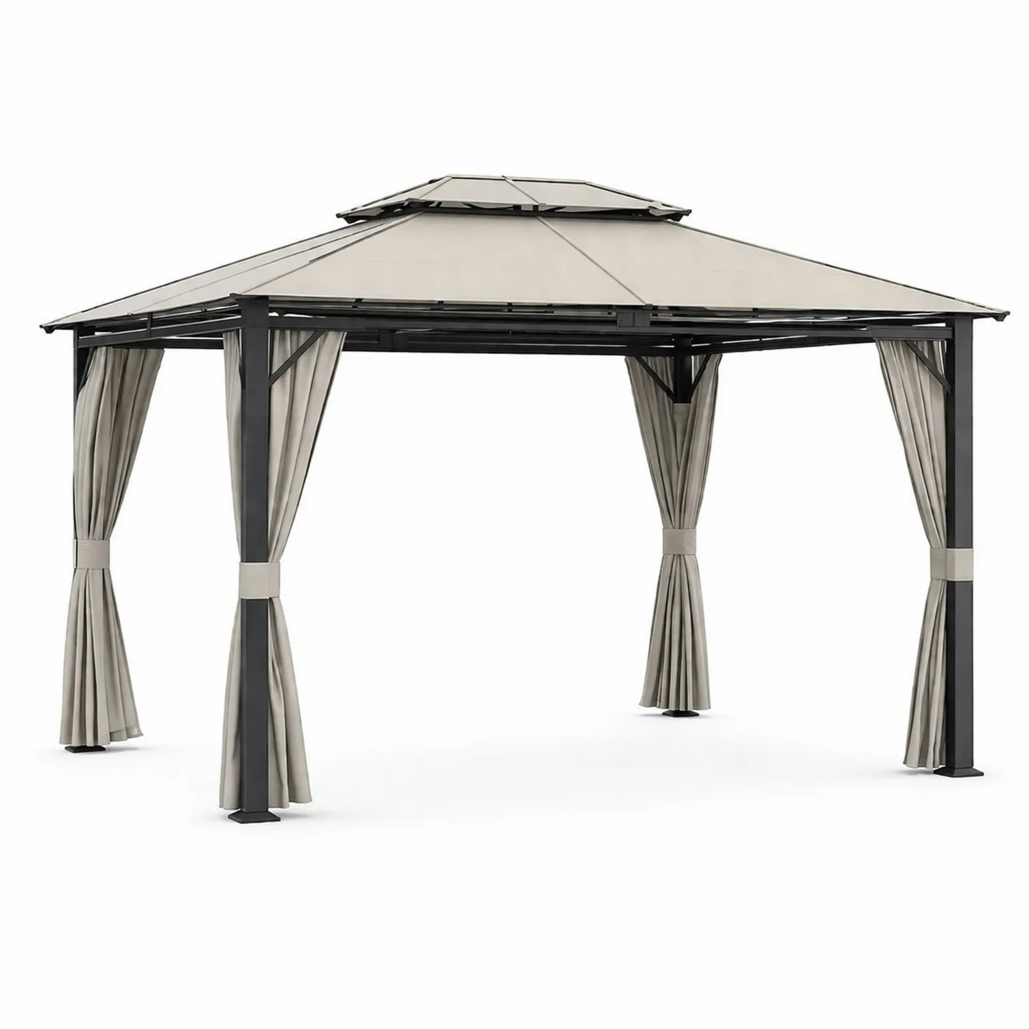 Pavillon de jardin en métal avec toit en tissu