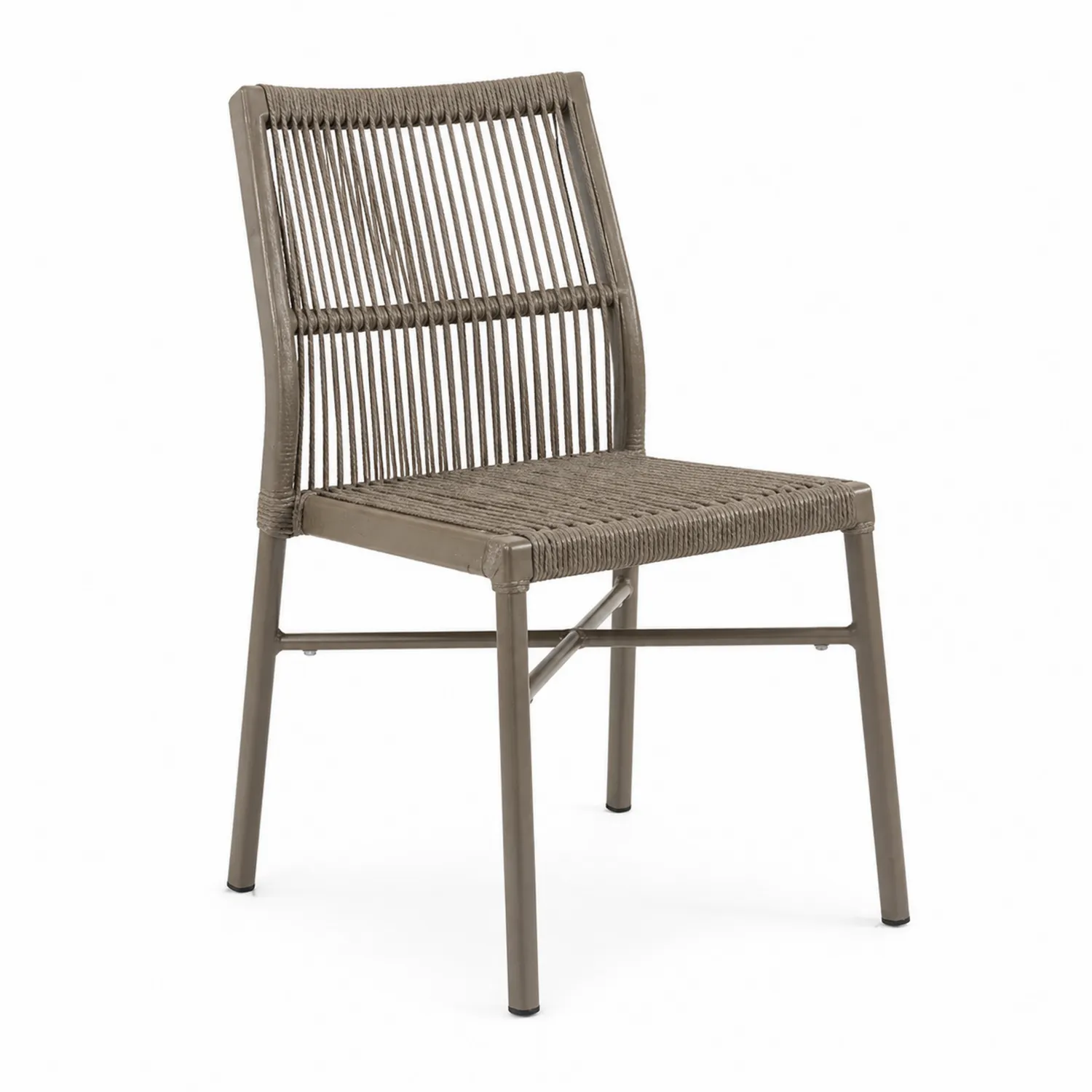 Chaise de jardin en aluminium et corde 52x56x85cm Brun