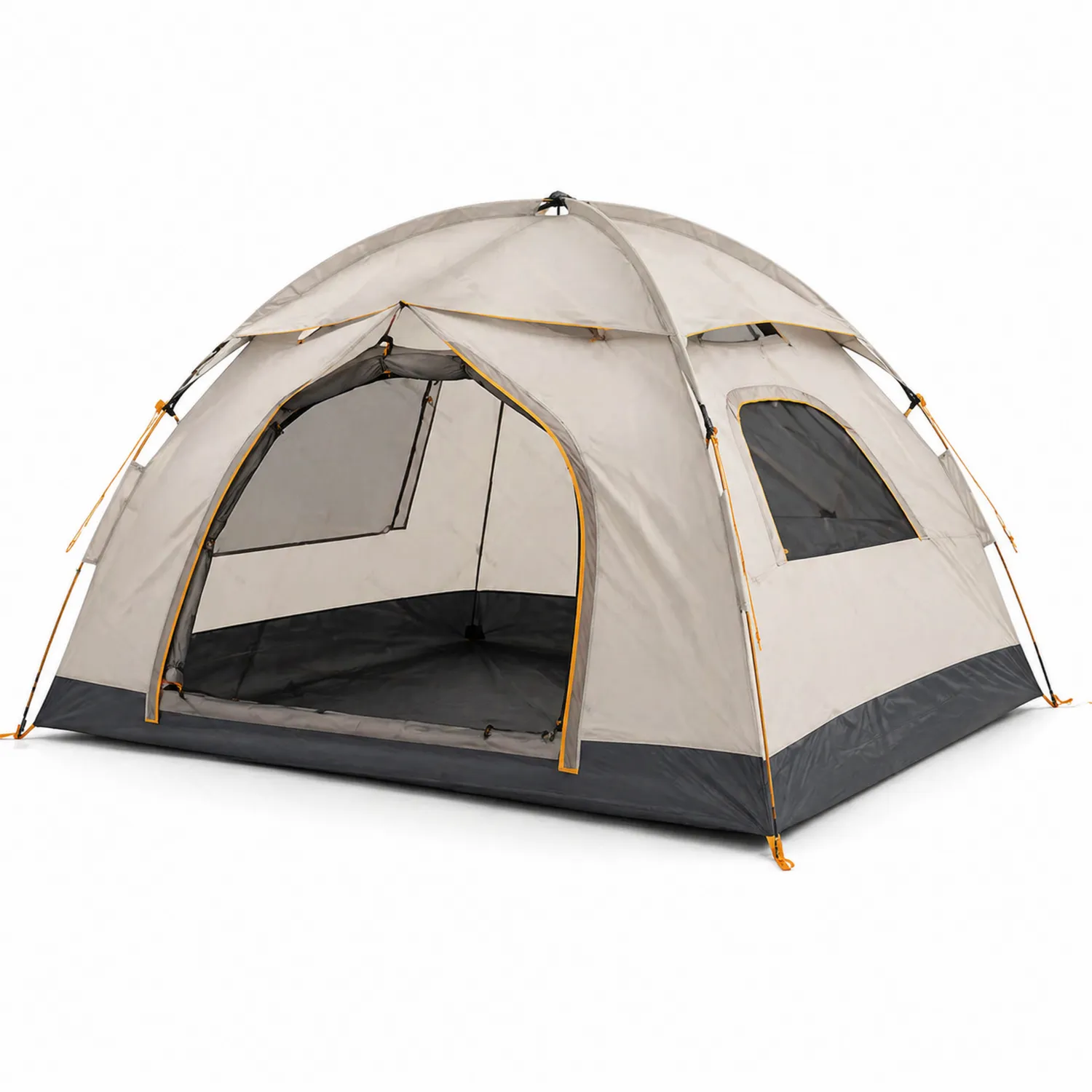 Tente de camping dôme en polyester imperméable Beige/Gris