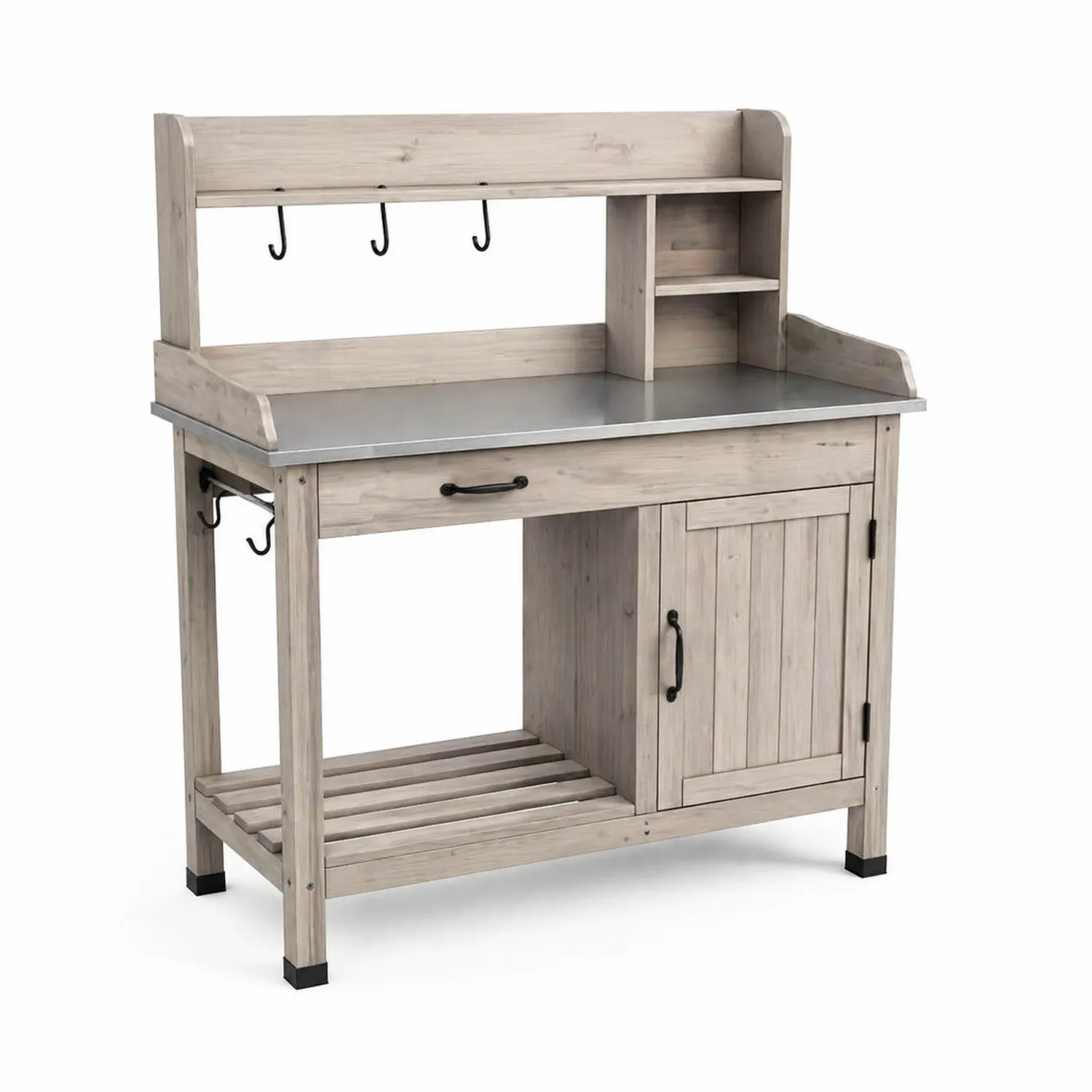 Table de rempotage en bois avec plateau en acier