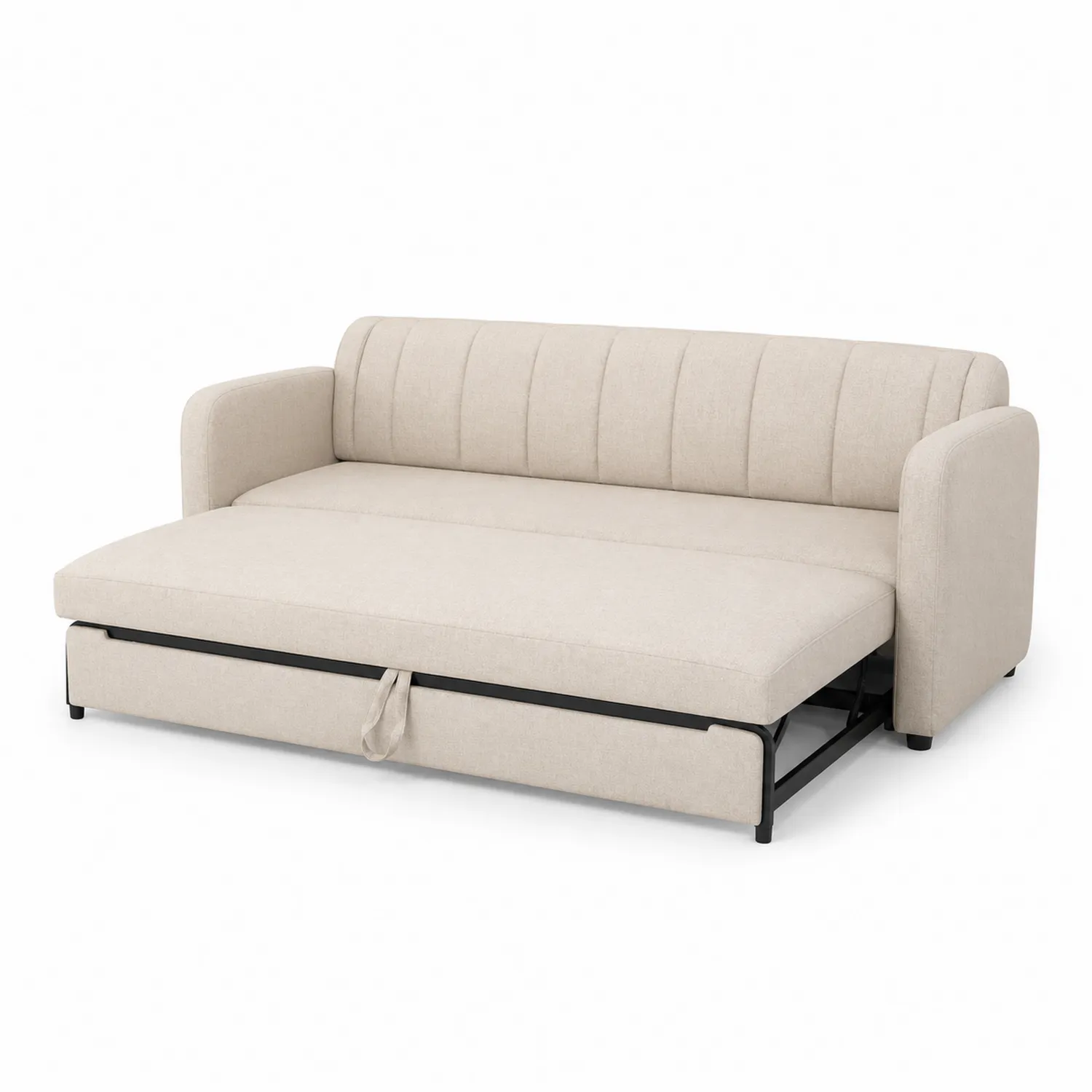 Canapé-lit en polyester beige 200x140 cm