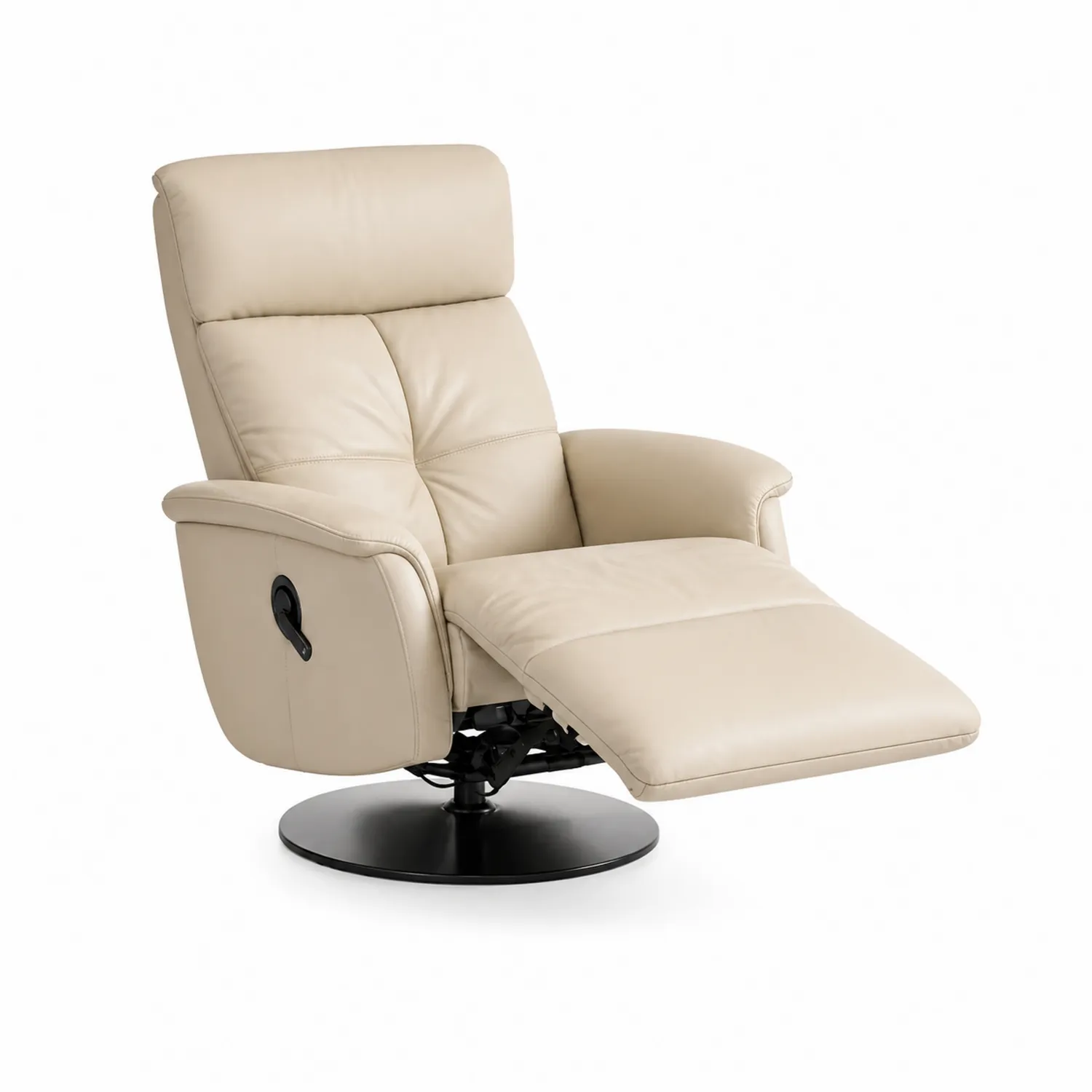 Fauteuil Relax Inclinable Cuir Synthétique Crème Pivotant
