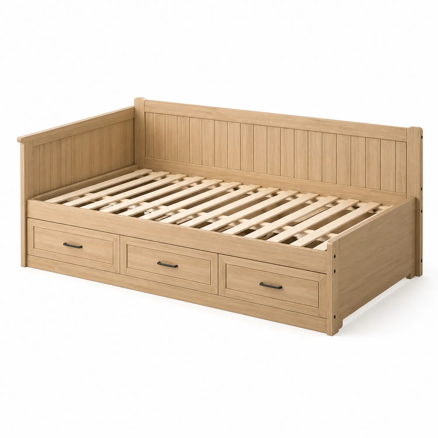 Lit avec rangement en bois de chêne 200x90 cm