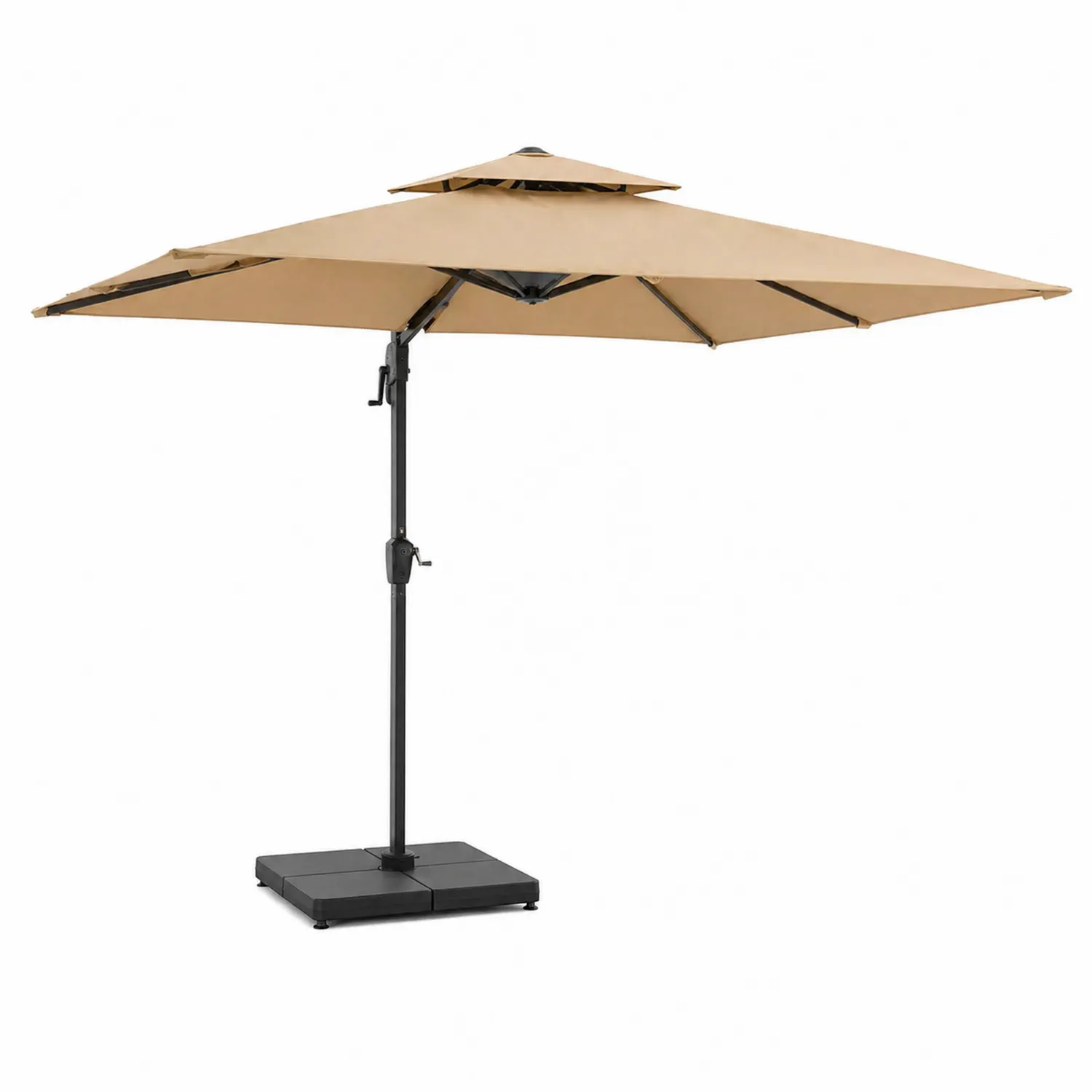 Parasol rectangulaire en polyester beige 3x4m avec mât en aluminium