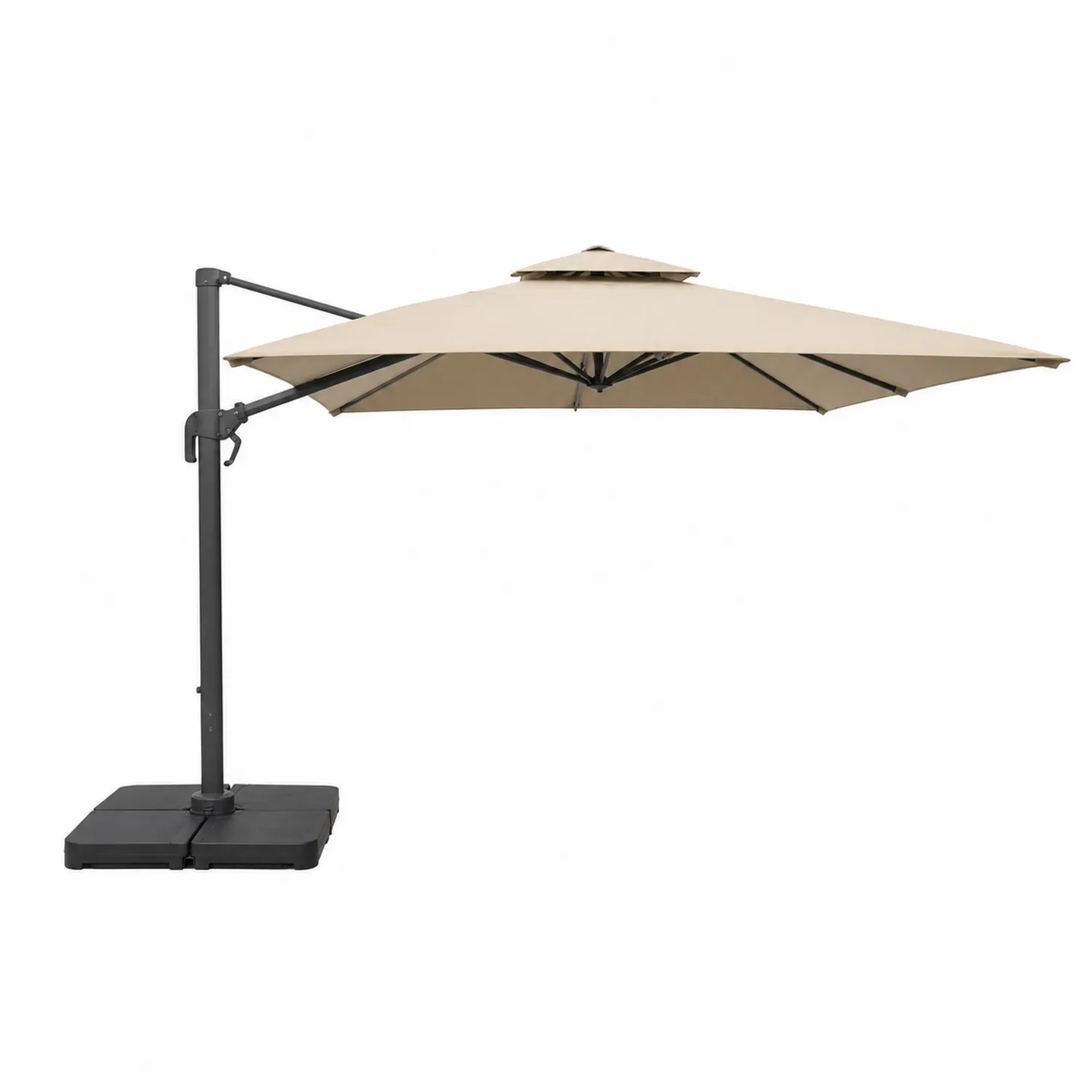 Parasol déporté en aluminium avec toile beige en polyester 3 m