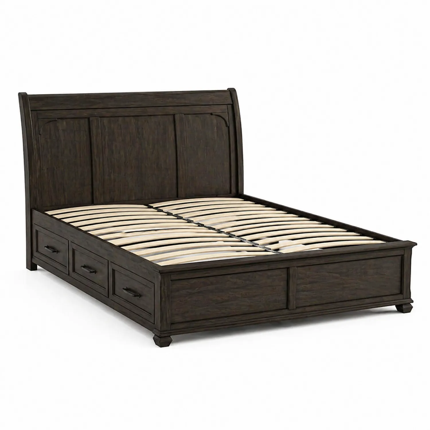 Lit en bois avec tiroirs de rangement 200x160 cm Chêne foncé
