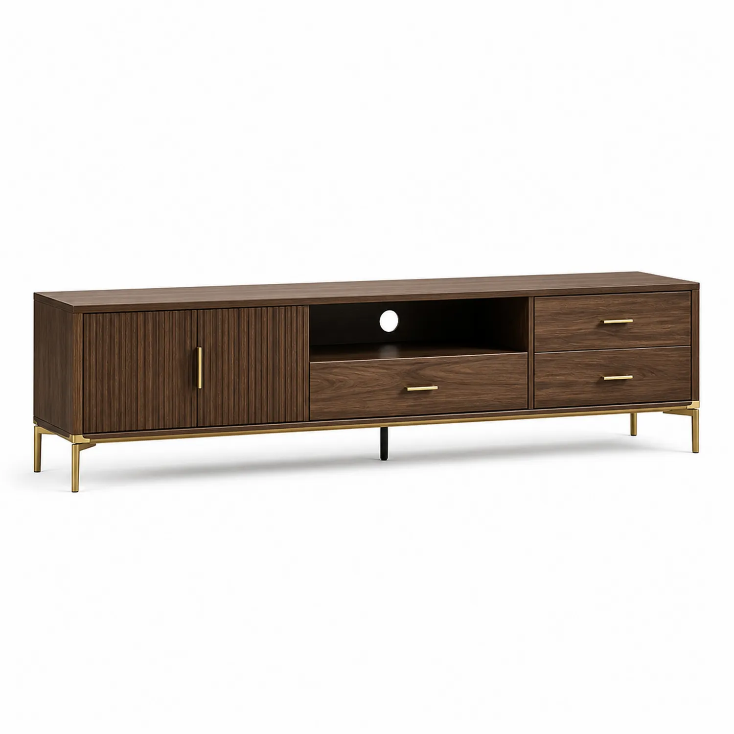 Meuble TV bois et métal 180 cm Marron/Or