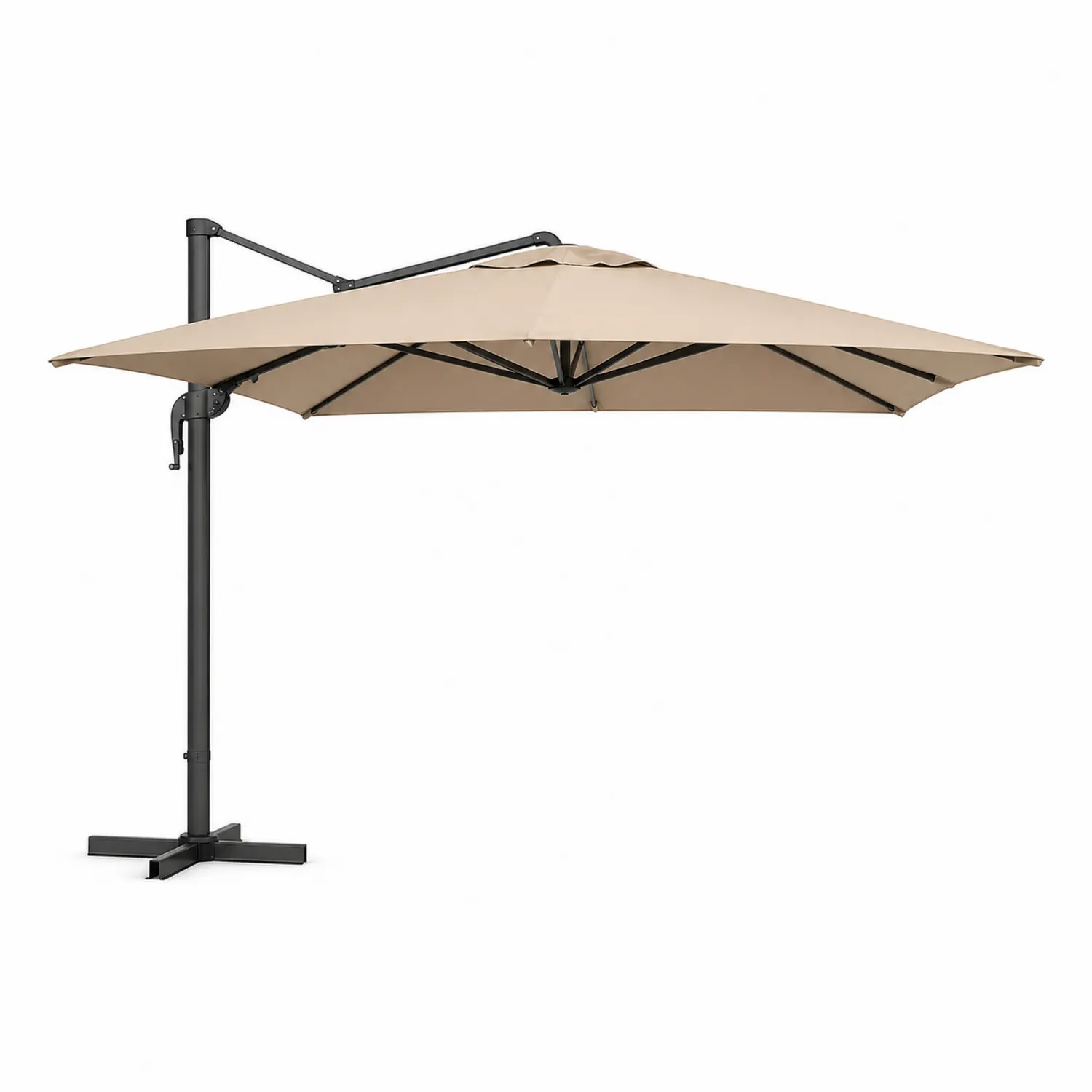 Parasol déporté en métal et toile en polyester Beige
