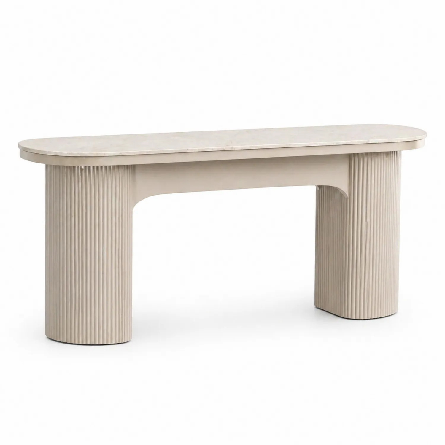 Console en bois avec plateau en marbre Beige