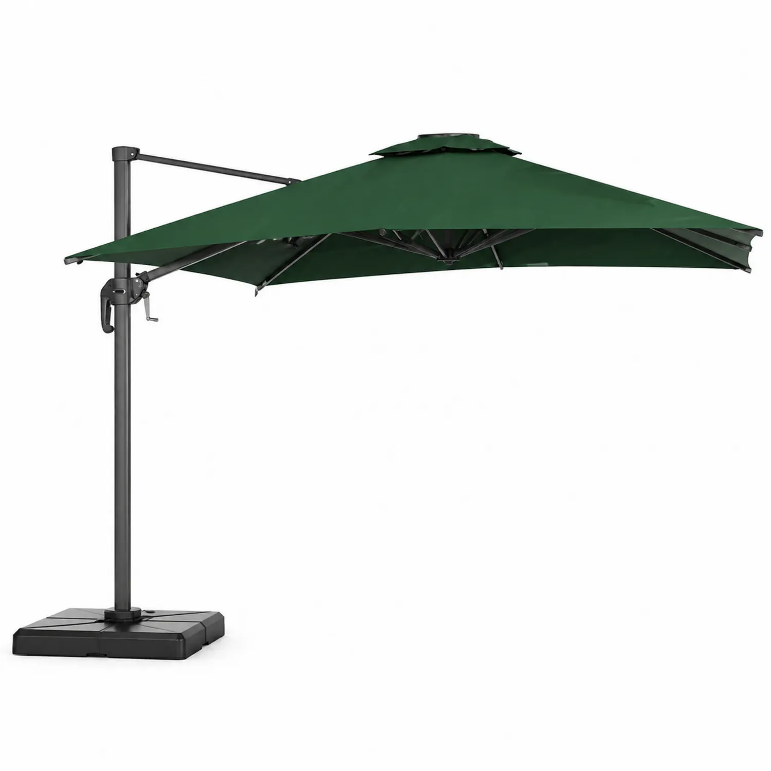 Parasol déporté en aluminium avec toile en polyester vert 300 cm