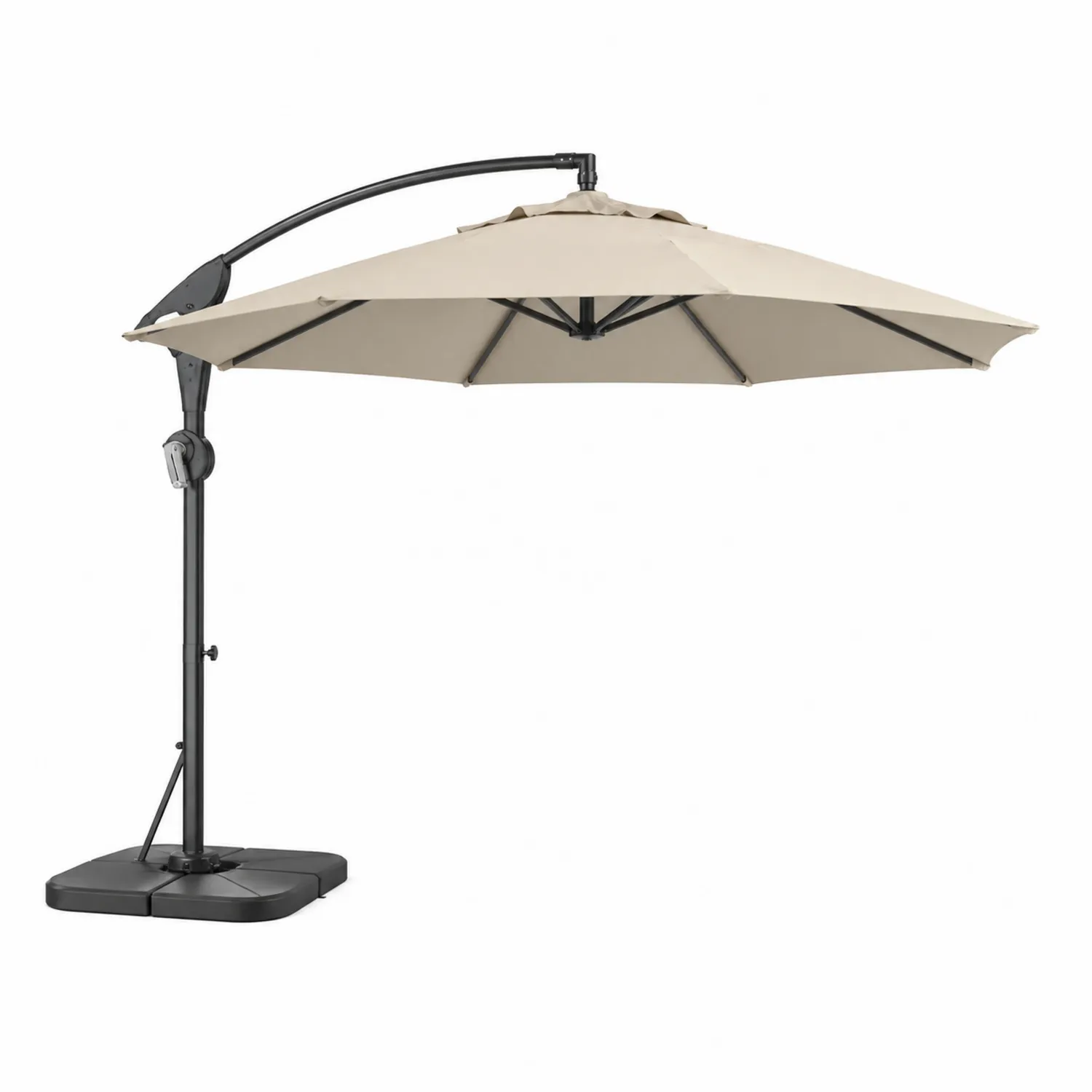 Parasol déporté en métal avec toile beige 3m octogonal