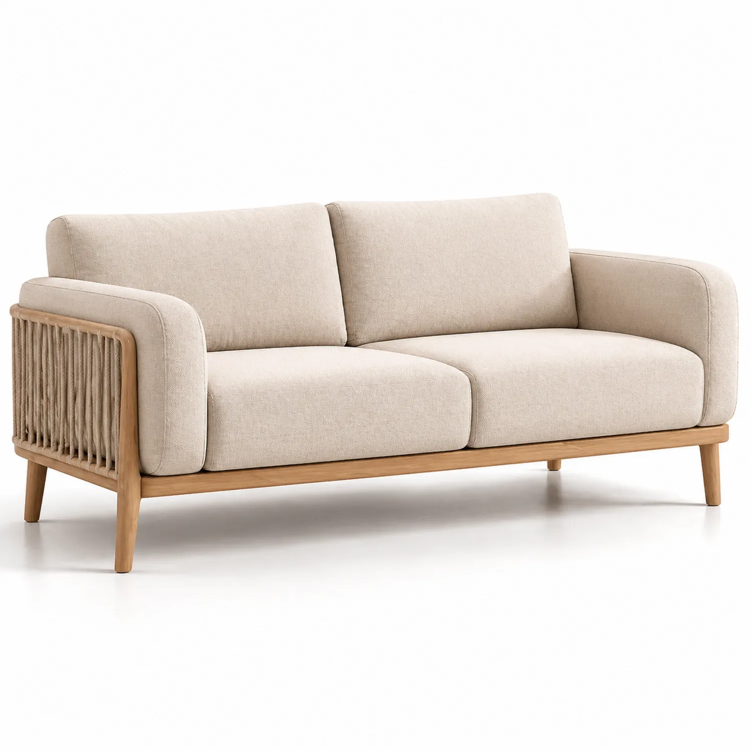 Canapé en tissu avec cadre en Bois 180 cm Beige